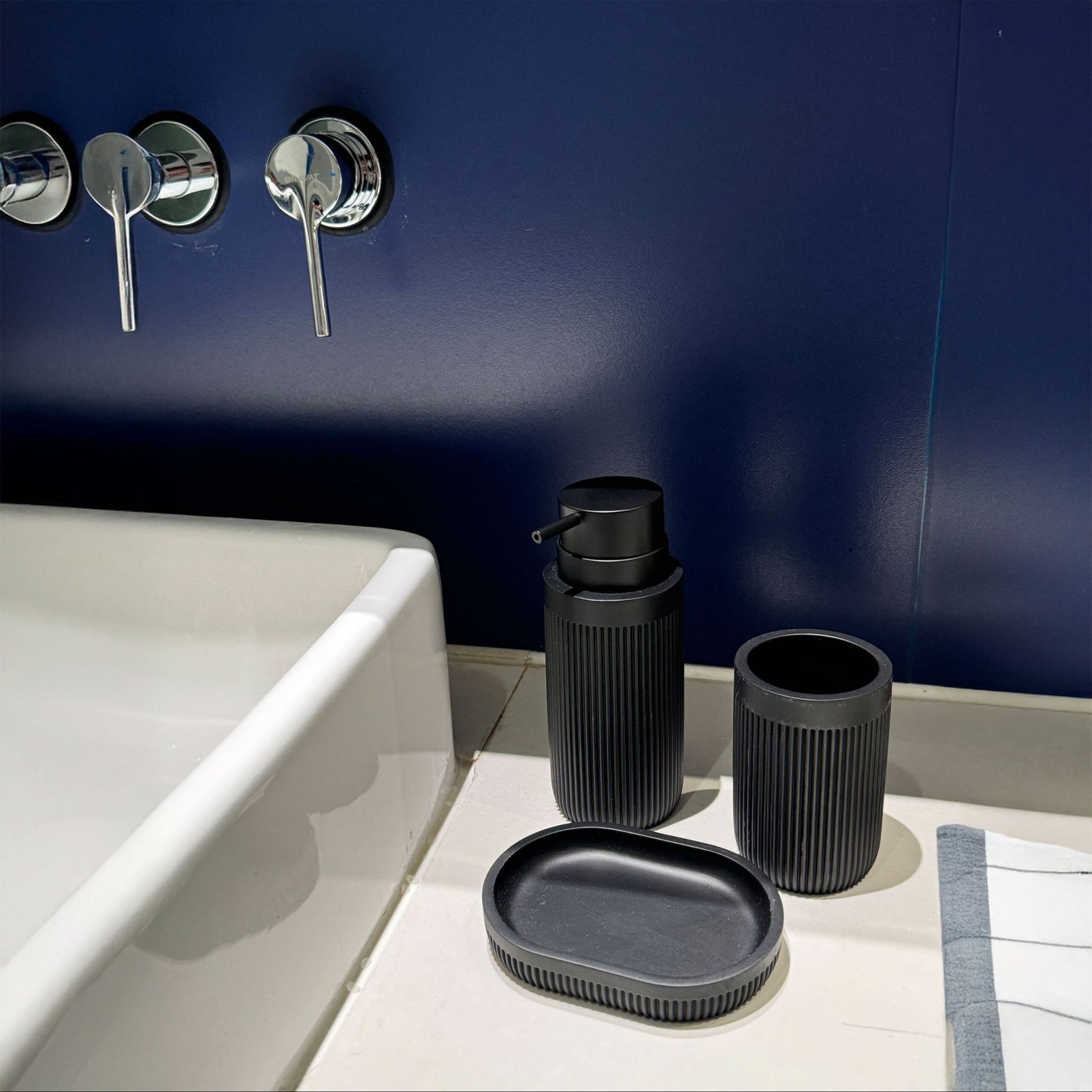Bad Accessoires 3-teilig Schwarz von Relaxdays