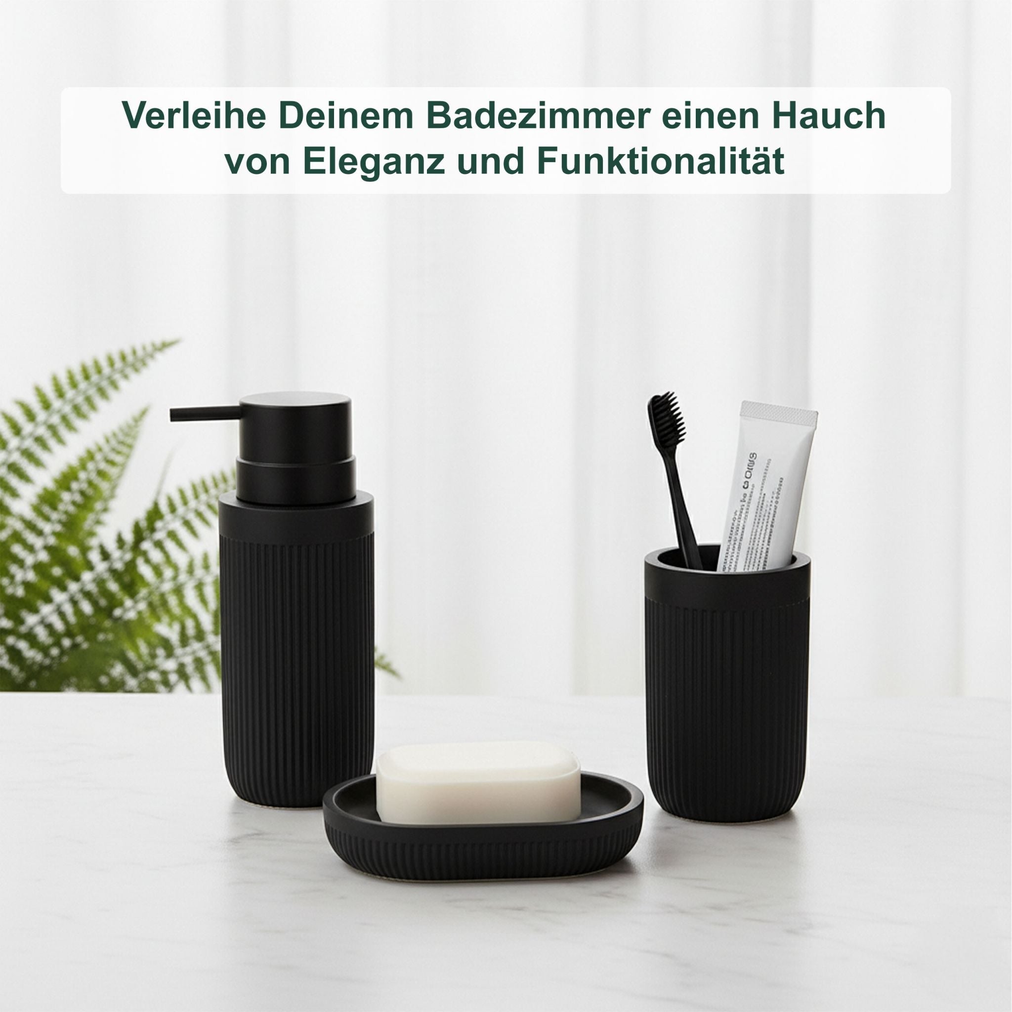 Bad Accessoires 3-teilig Schwarz von Relaxdays