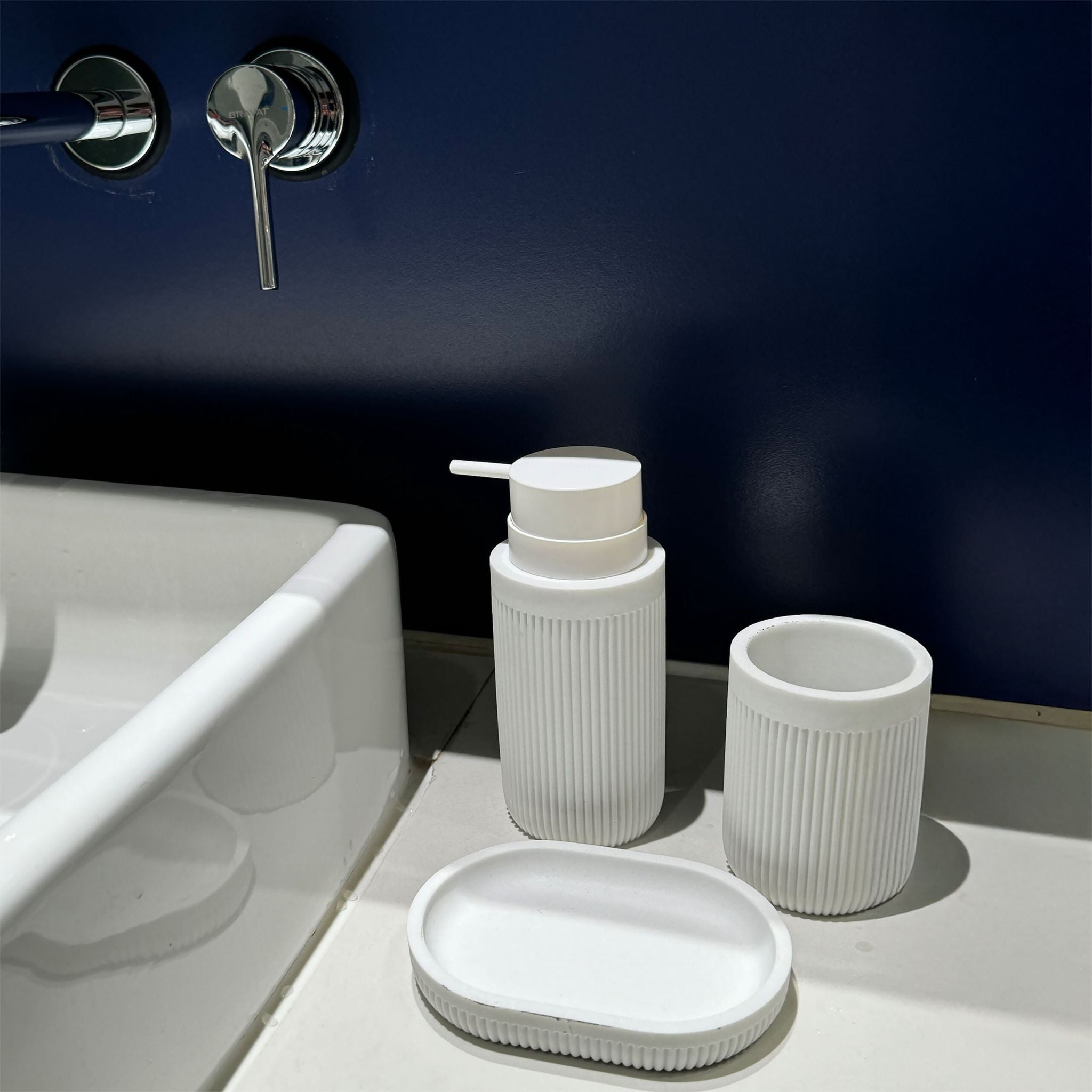 Bad Accessoires 3-teilig Weiss von Relaxdays