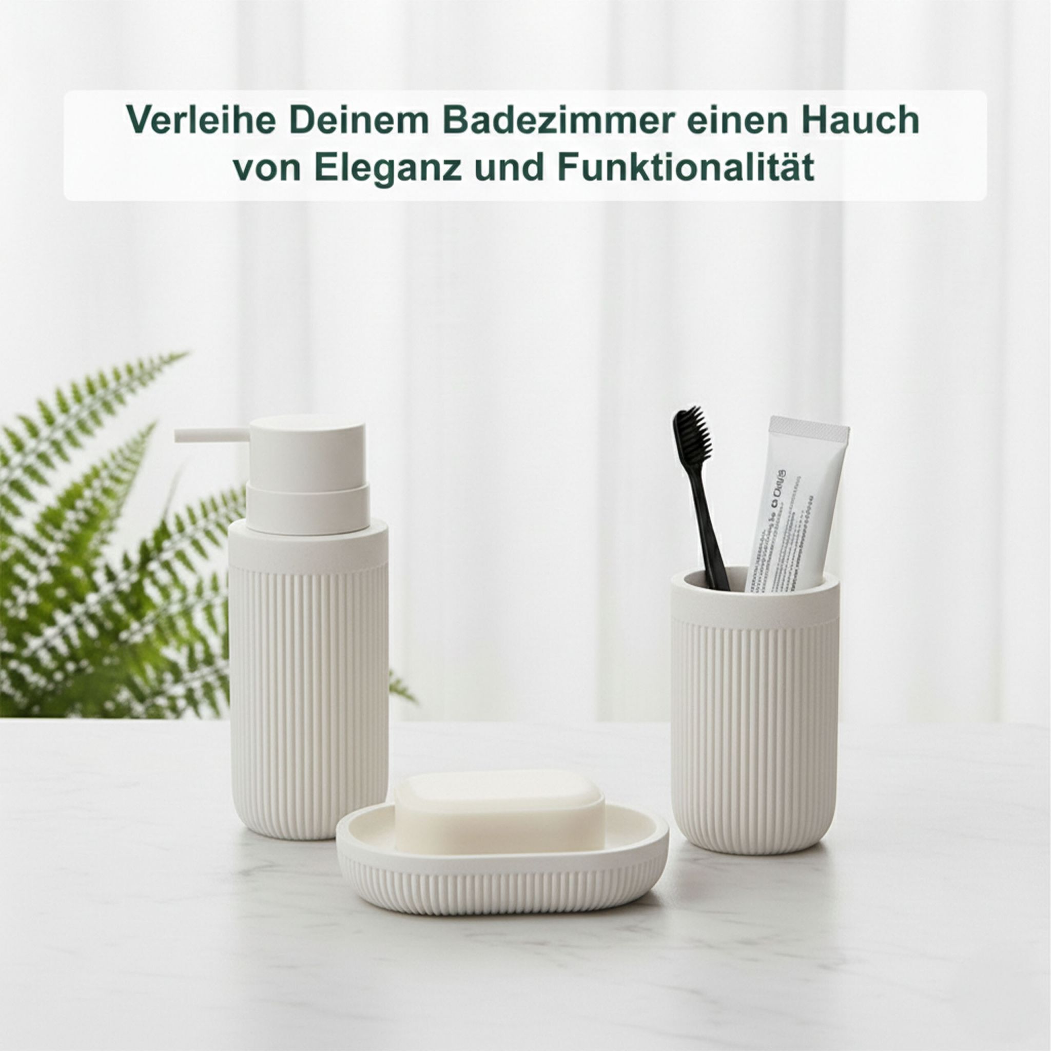 Bad Accessoires 3-teilig Weiss von Relaxdays