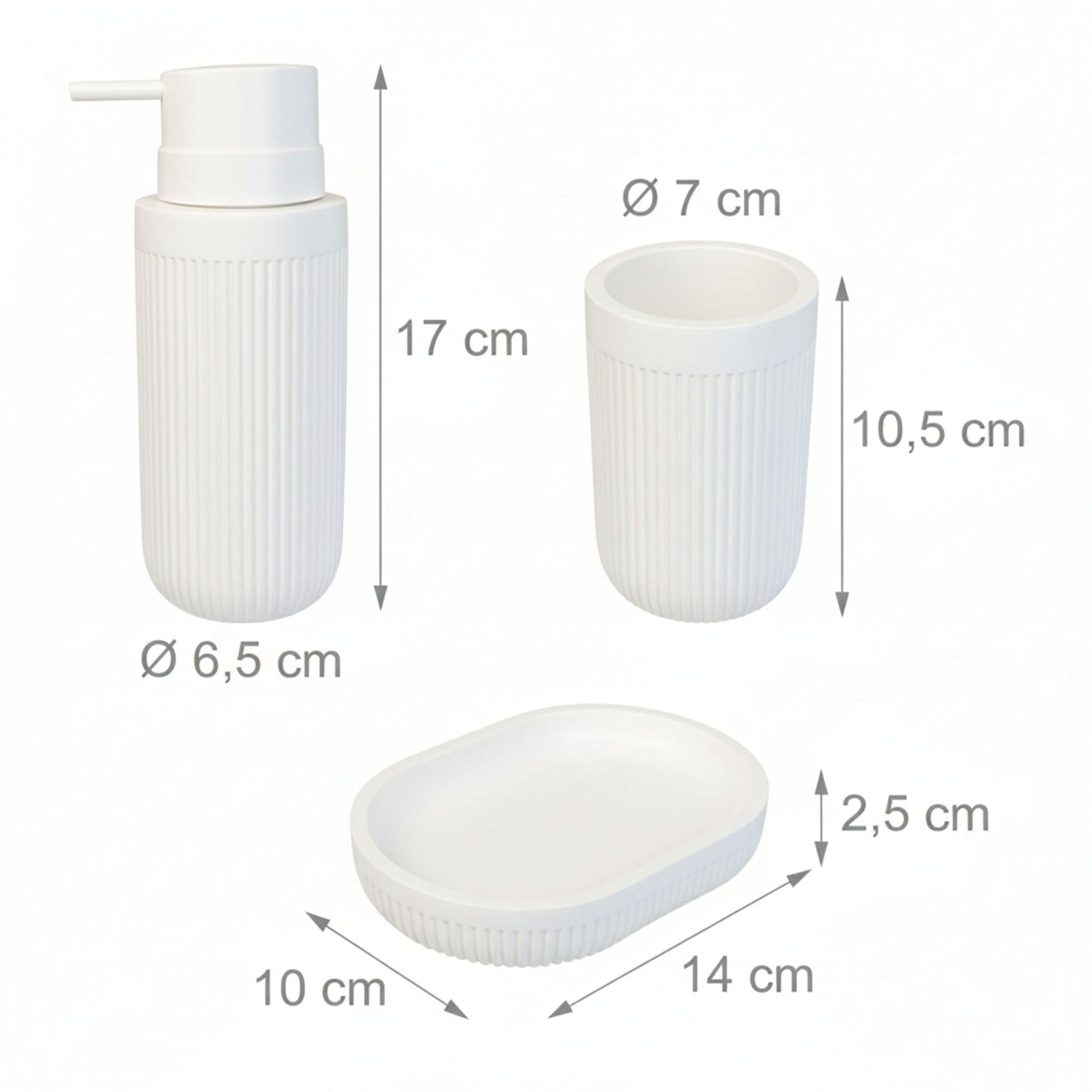 Bad Accessoires 3-teilig Weiss von Relaxdays