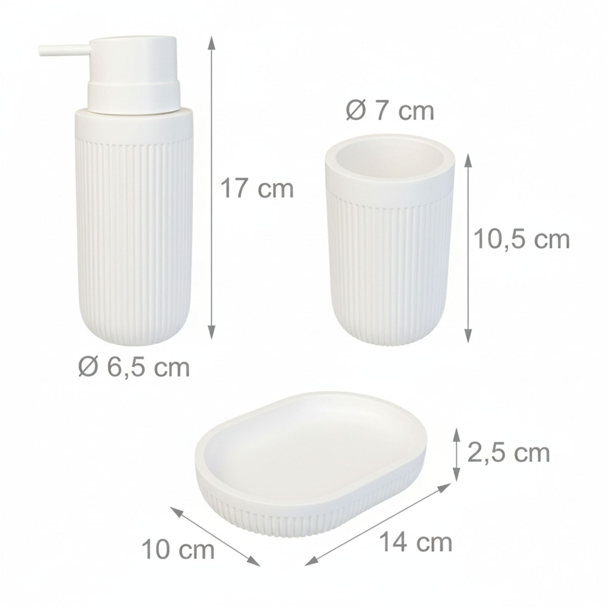 Bad Accessoires 3-teilig Weiss von Relaxdays