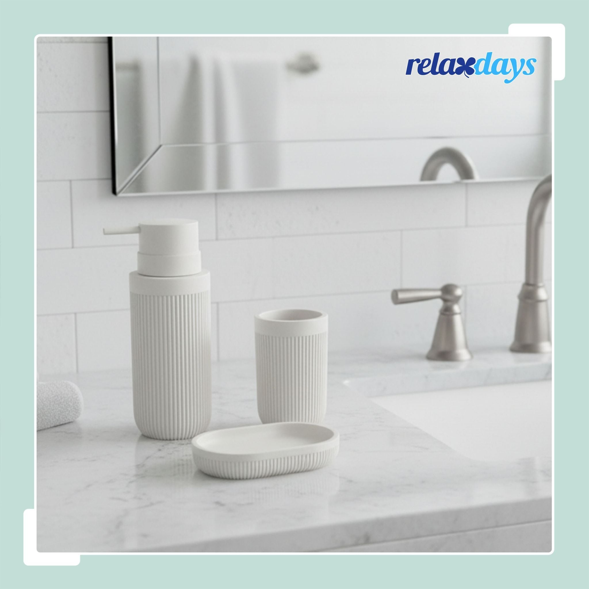 Bad Accessoires 3-teilig Weiss von Relaxdays