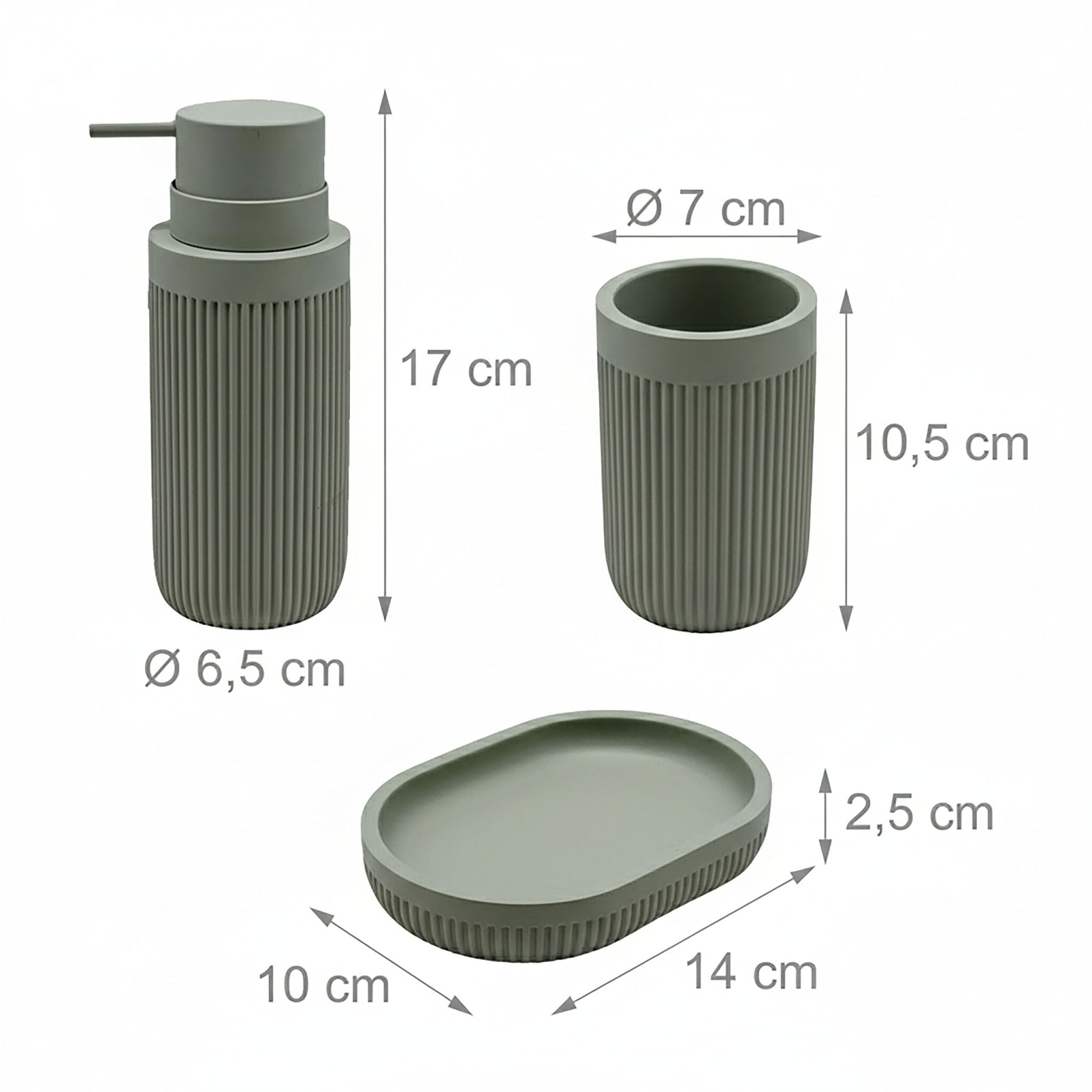 Bad Accessoires 3-teilig Grau von Relaxdays