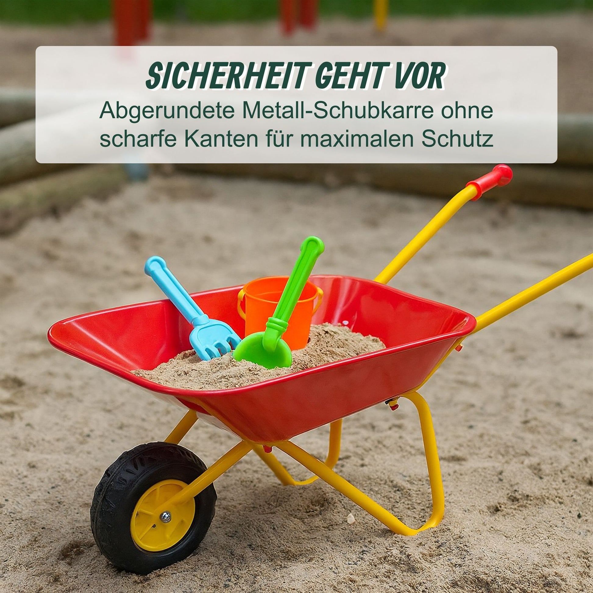 Schubkarre für Kinder Gelb-Rot-Schwarz von Relaxdays