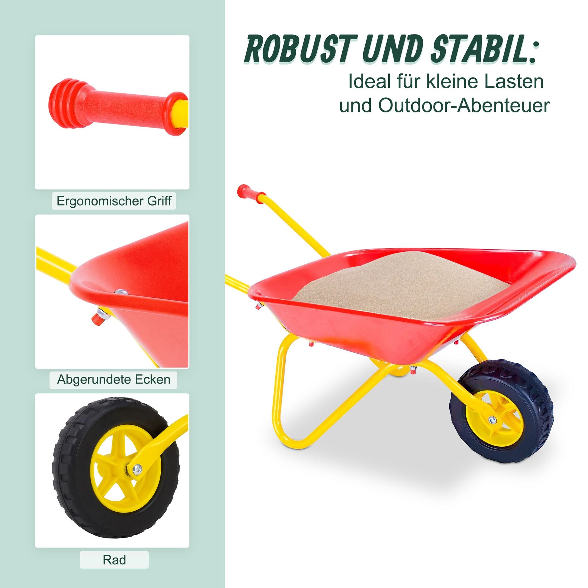 Schubkarre für Kinder Gelb-Rot-Schwarz von Relaxdays