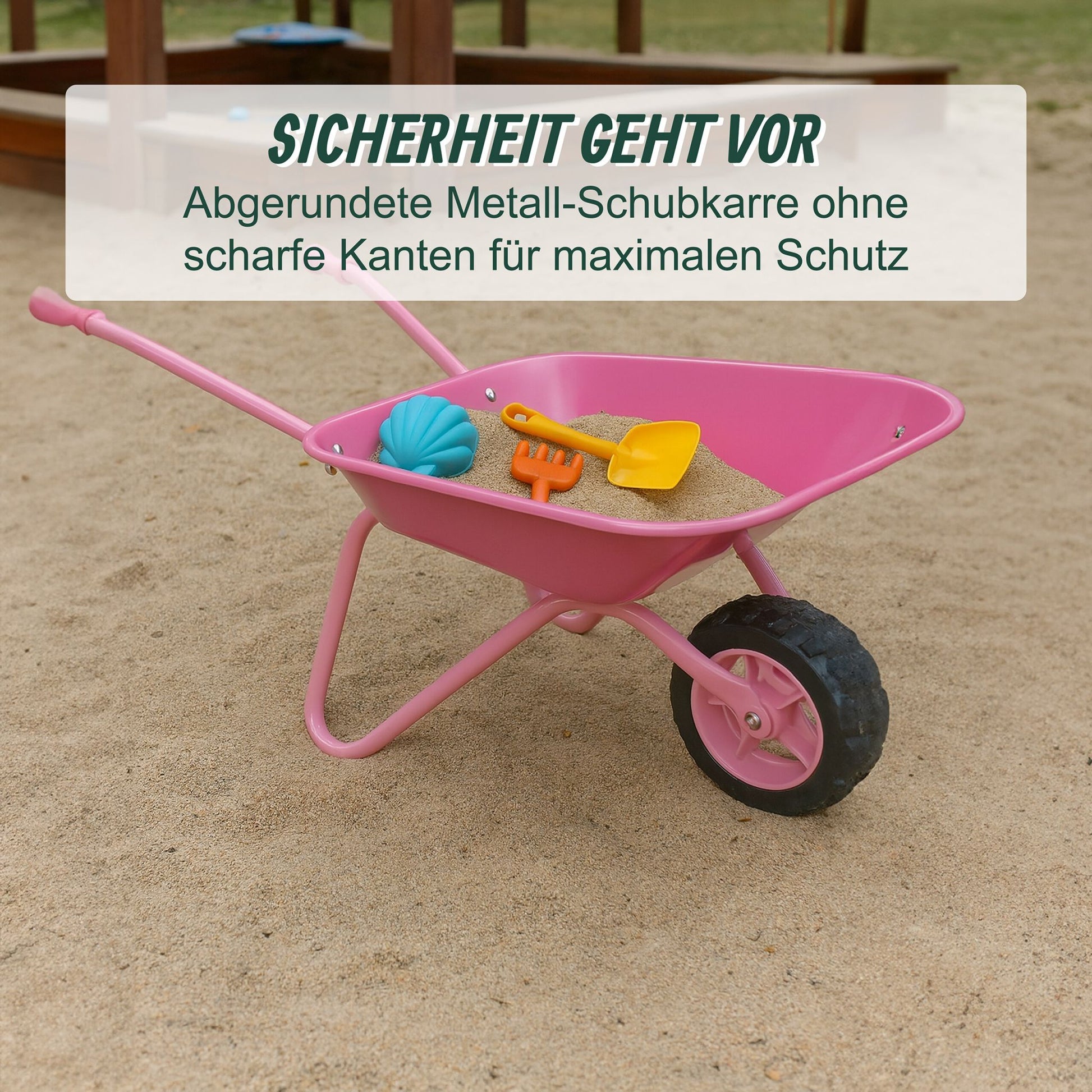 Schubkarre für Kinder rosa Pink-Schwarz von Relaxdays