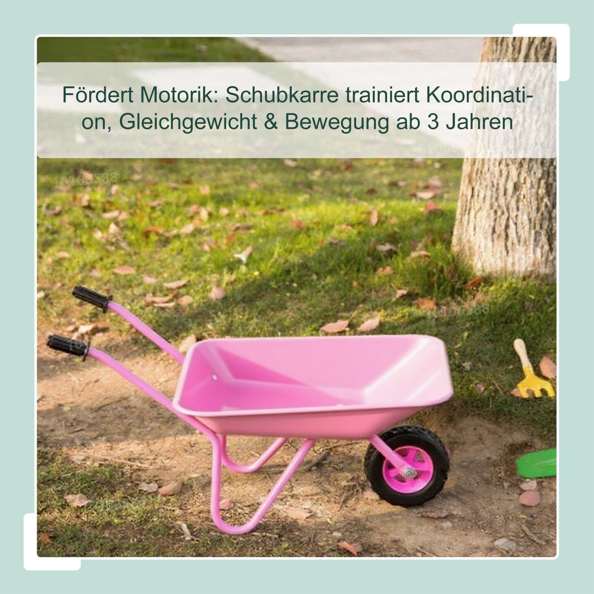 Schubkarre für Kinder rosa Pink-Schwarz von Relaxdays