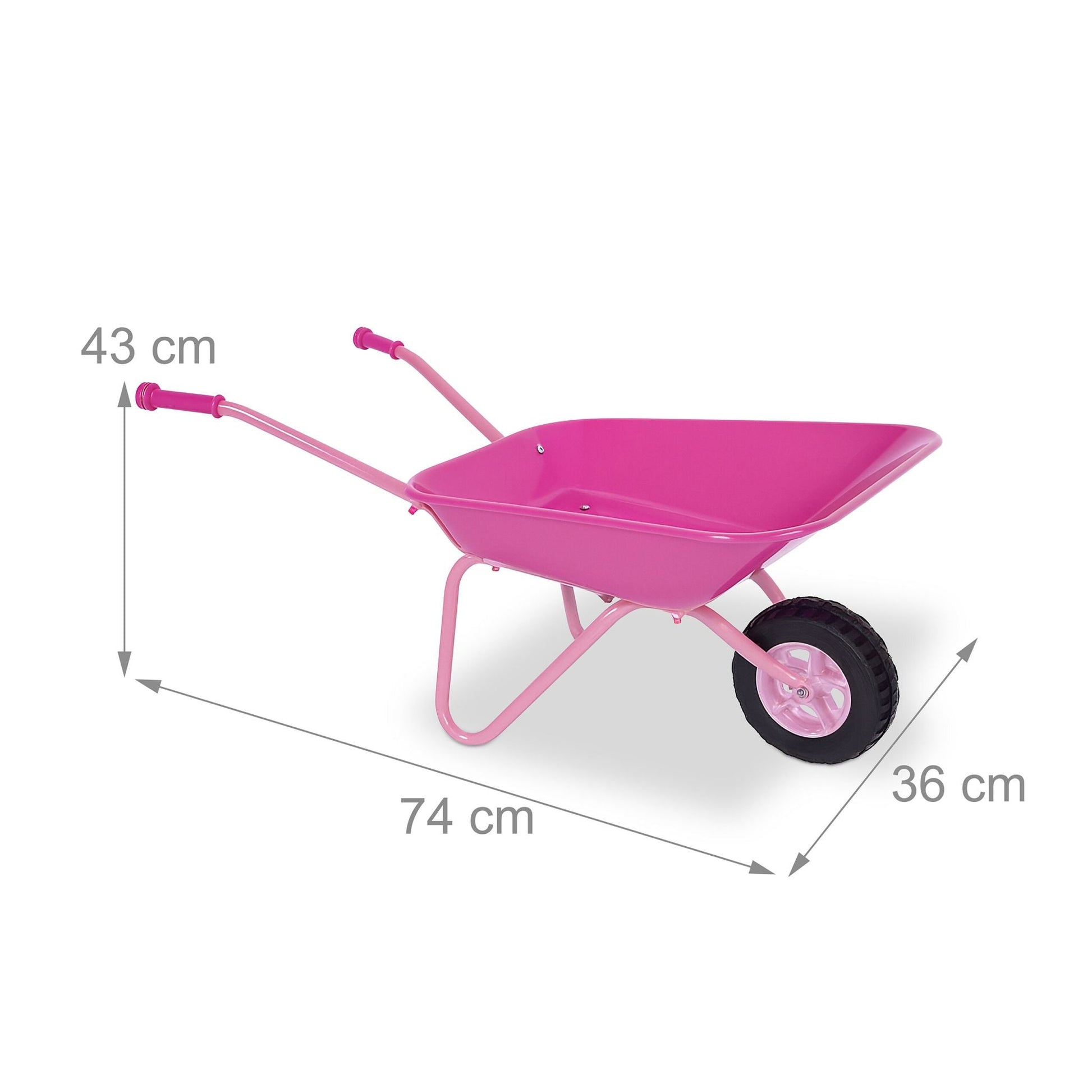 Schubkarre für Kinder rosa Pink-Schwarz von Relaxdays