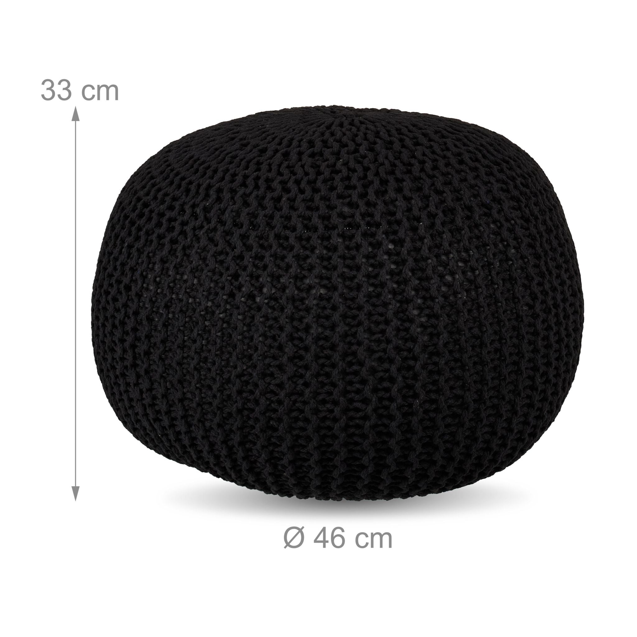 Gestrickter Pouf Schwarz von Relaxdays
