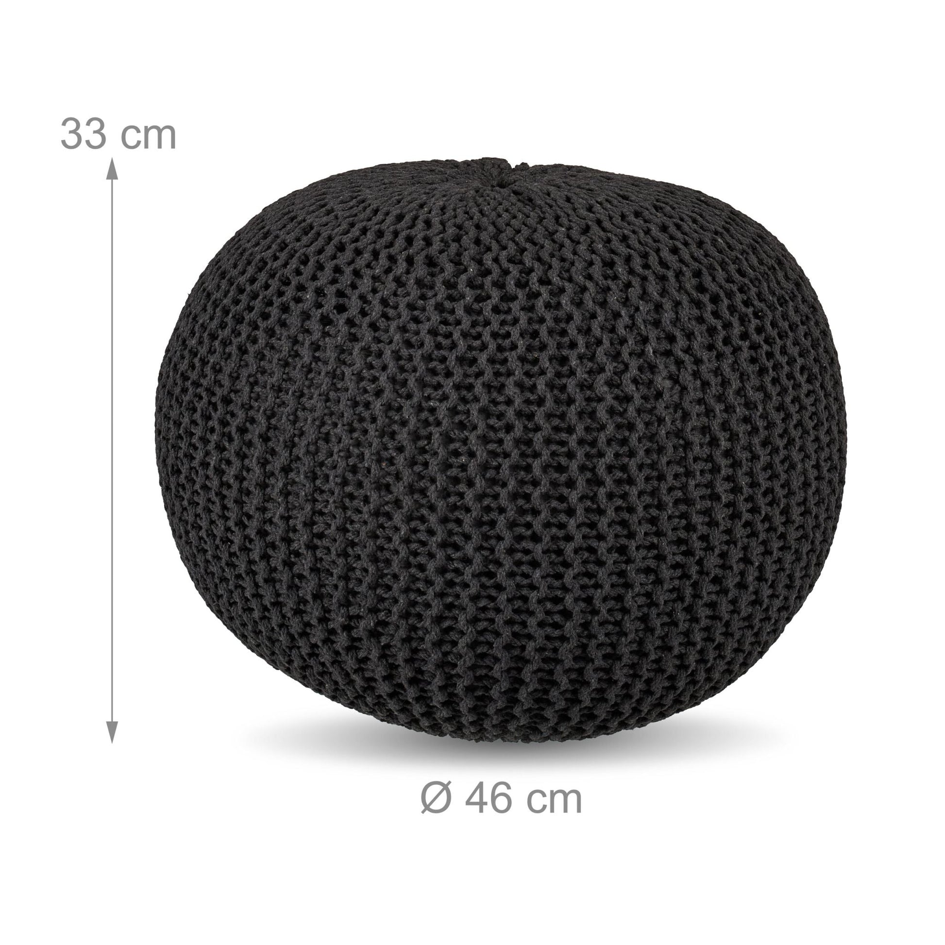 Gestrickter Pouf Anthrazit von Relaxdays