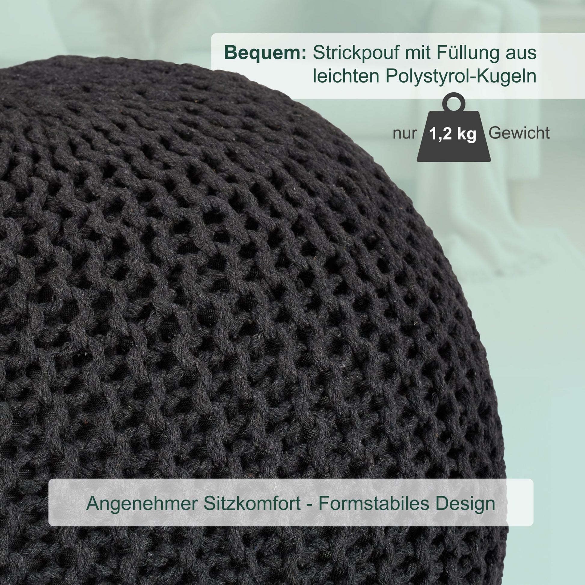 Gestrickter Pouf Anthrazit von Relaxdays