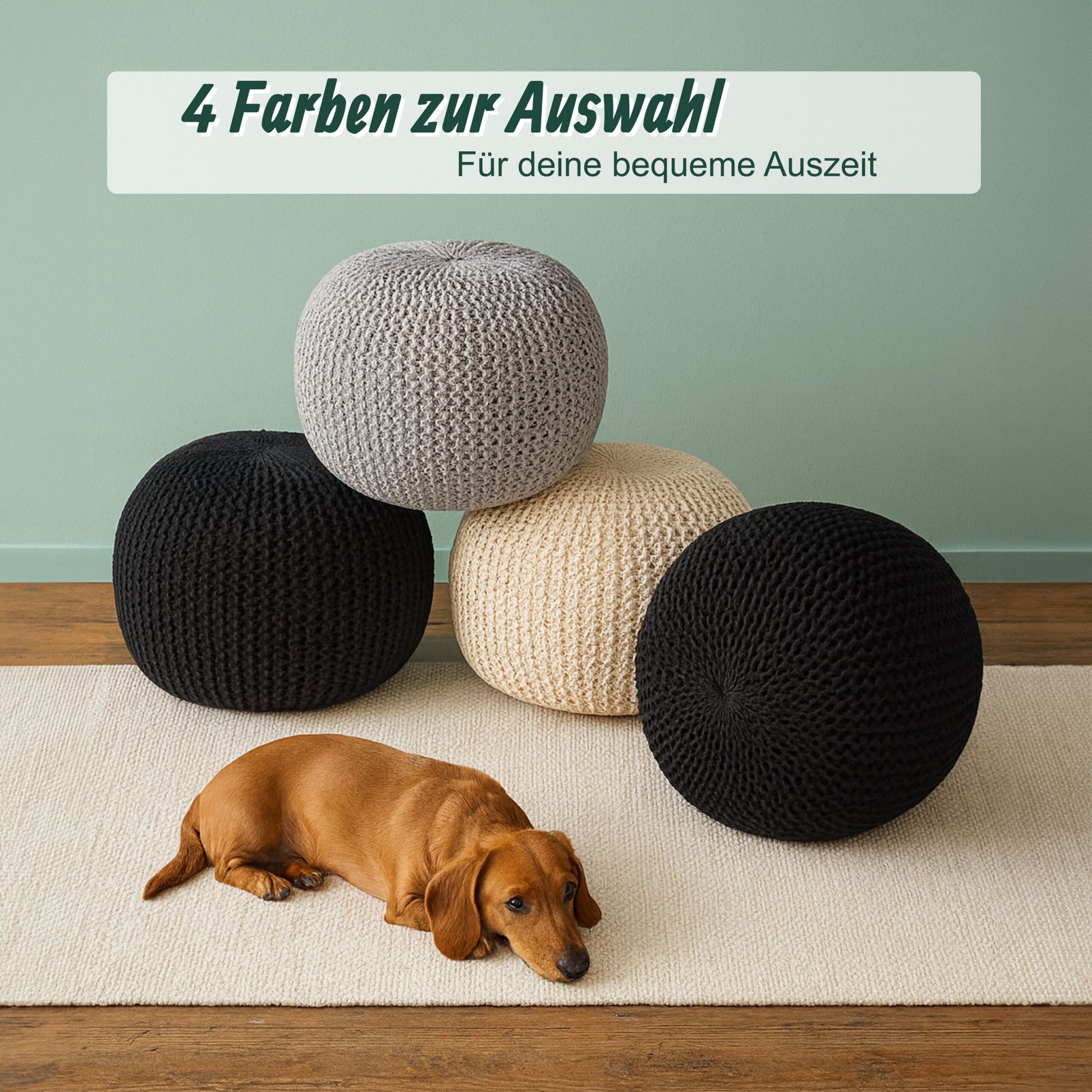 Gestrickter Pouf Anthrazit von Relaxdays