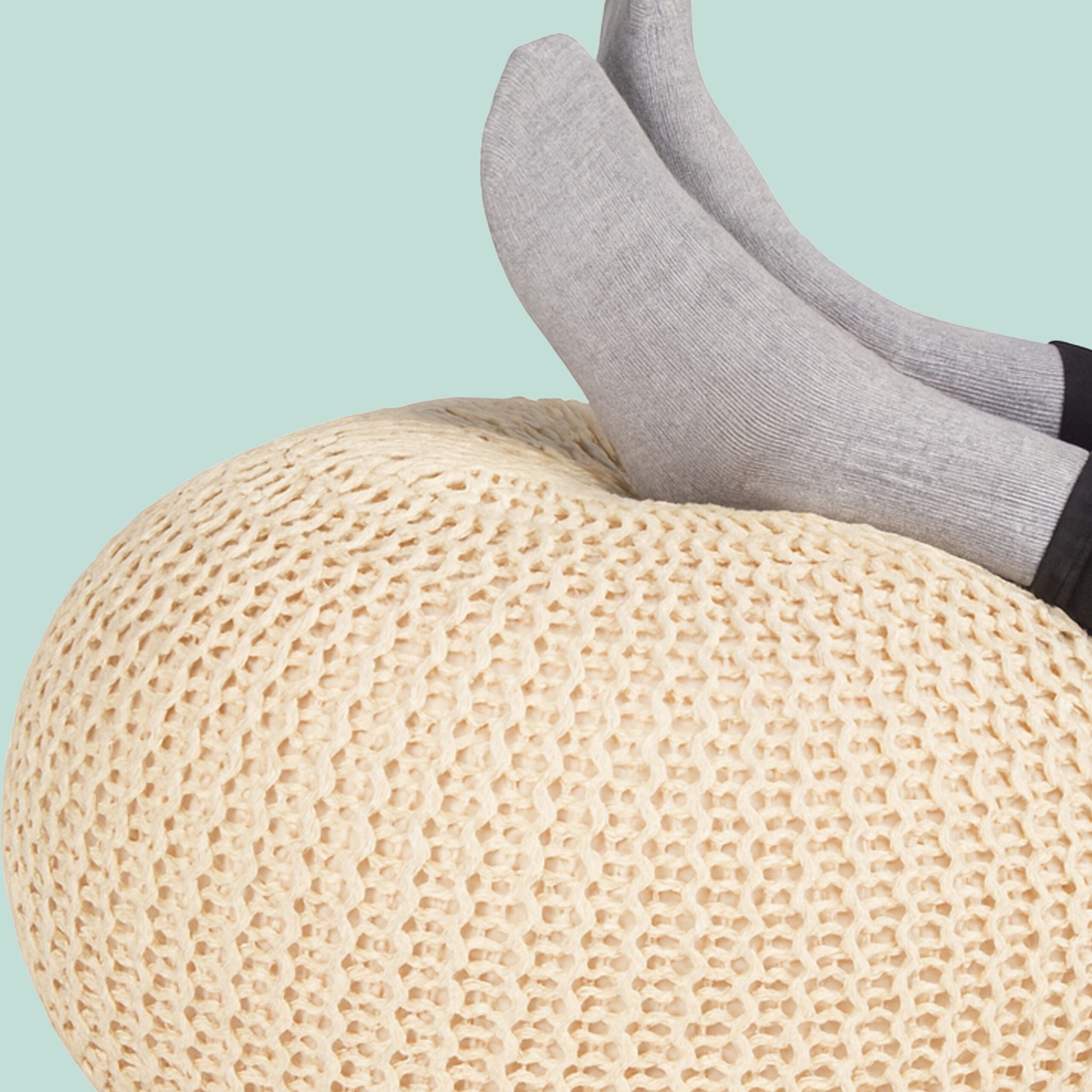 Gestrickter Pouf Anthrazit von Relaxdays