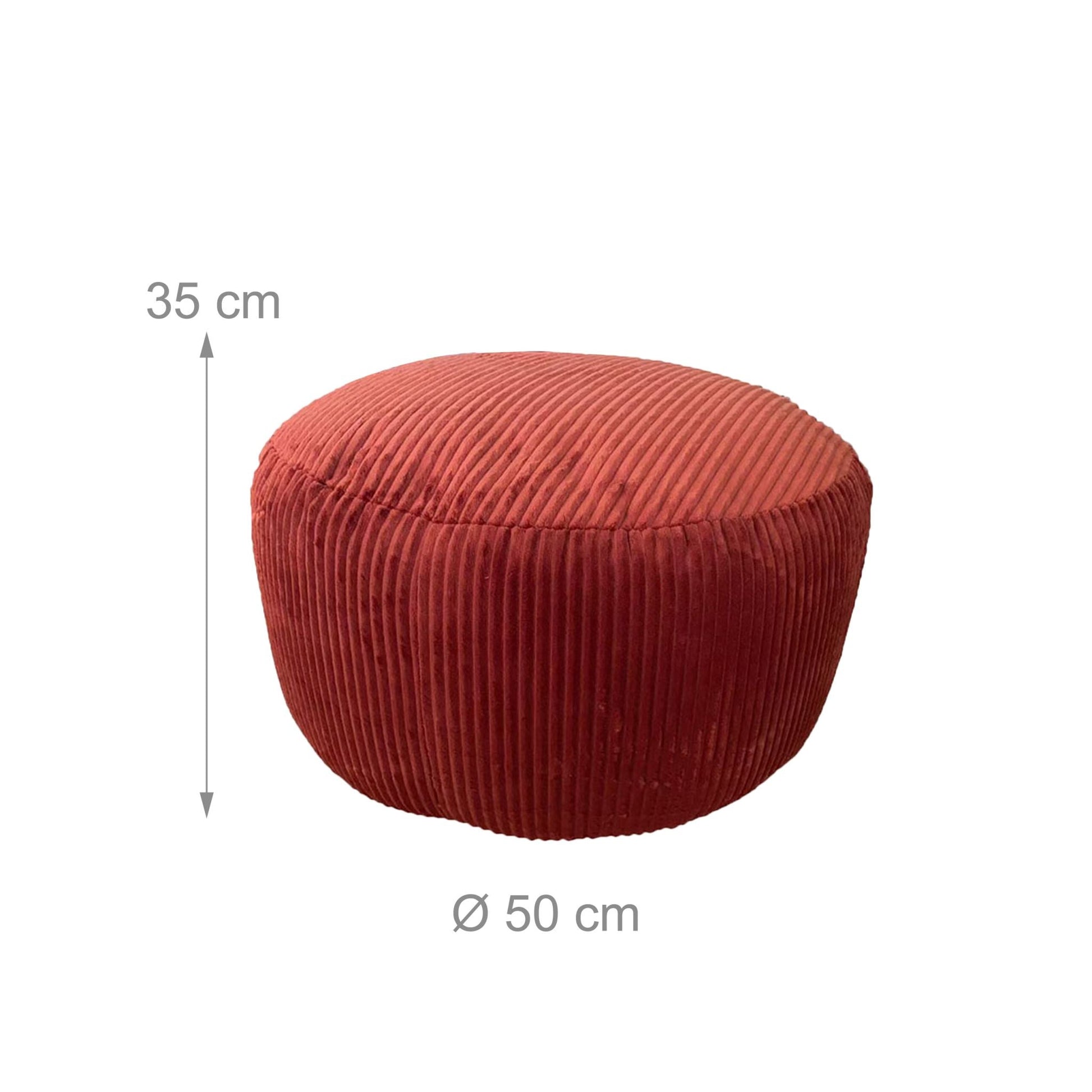 Pouf mit Cordbezug Dunkelrot von Relaxdays