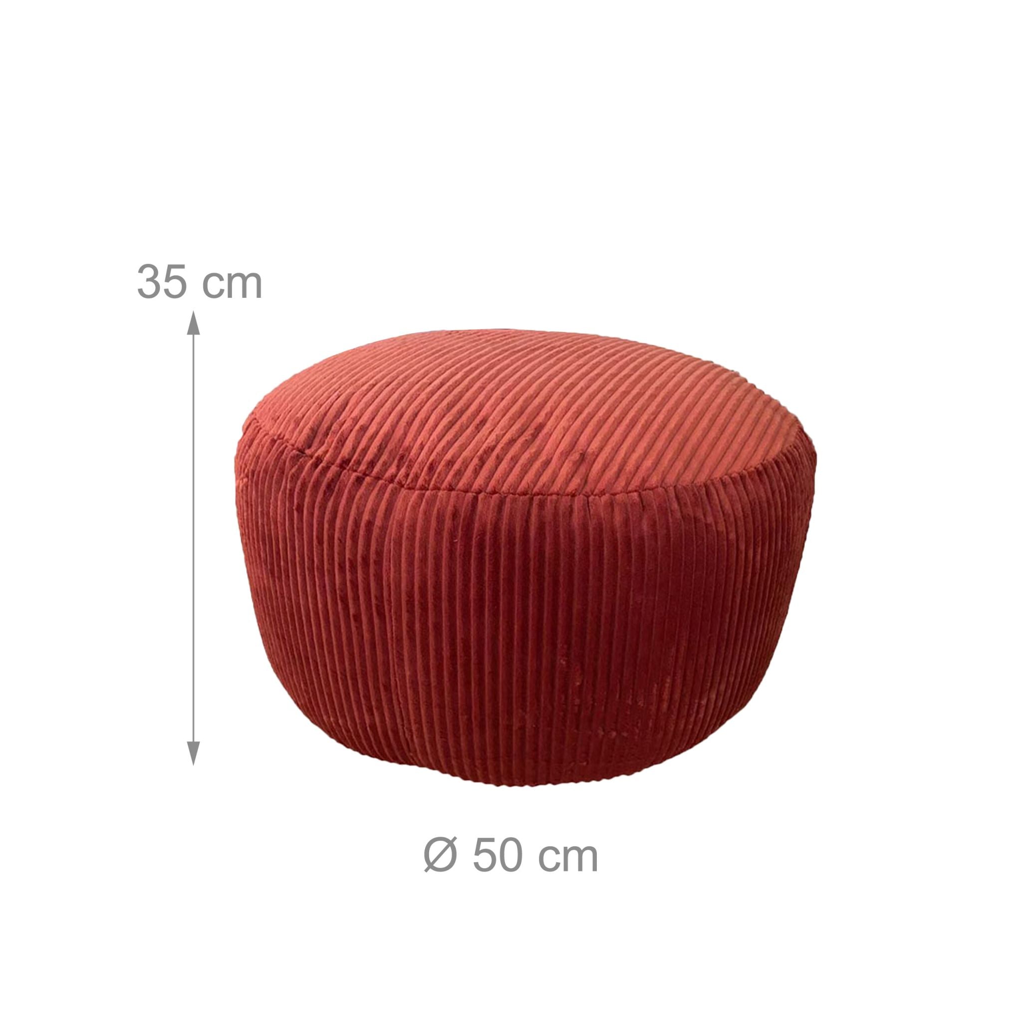 Pouf mit Cordbezug Dunkelrot von Relaxdays