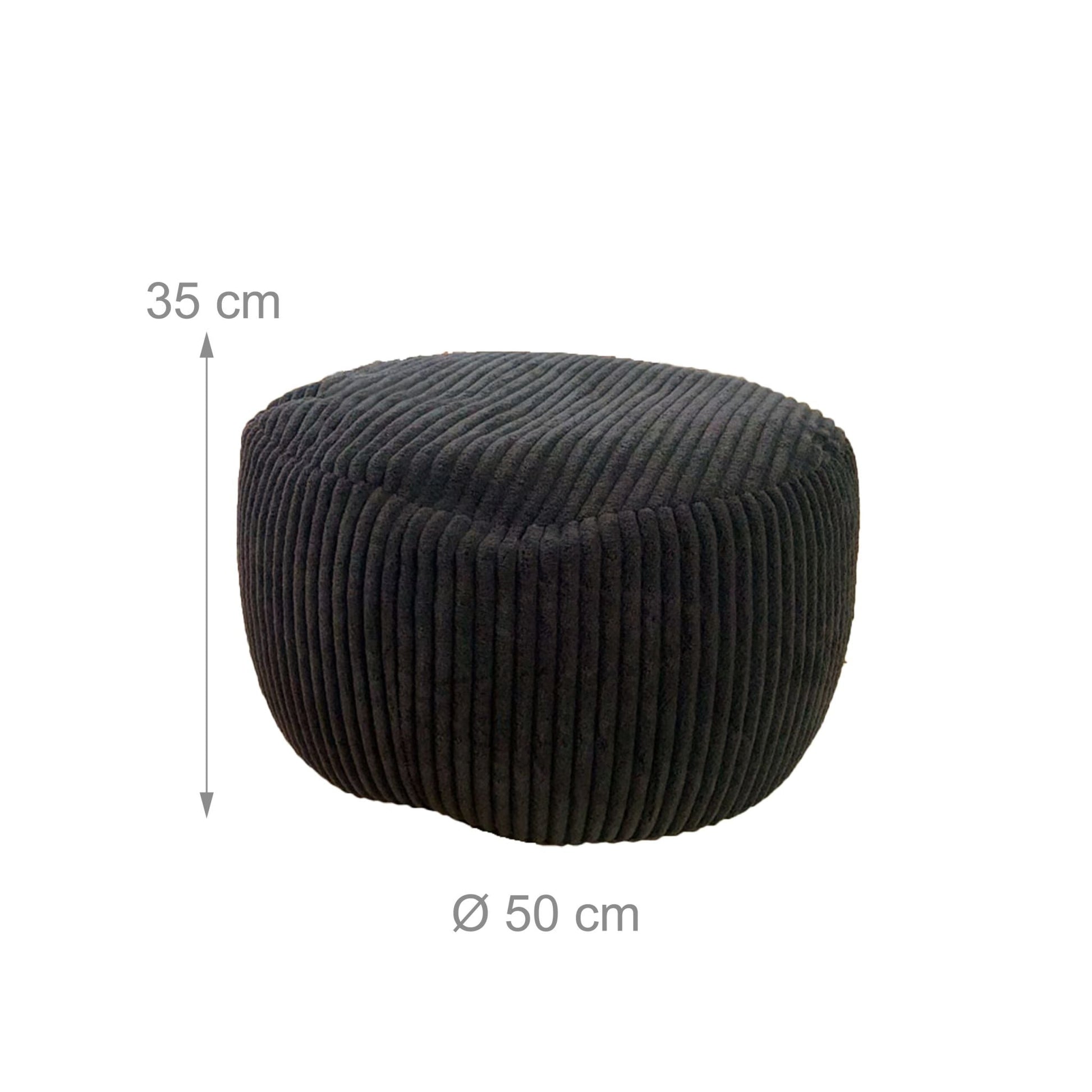 Pouf mit Cordbezug Schwarz von Relaxdays