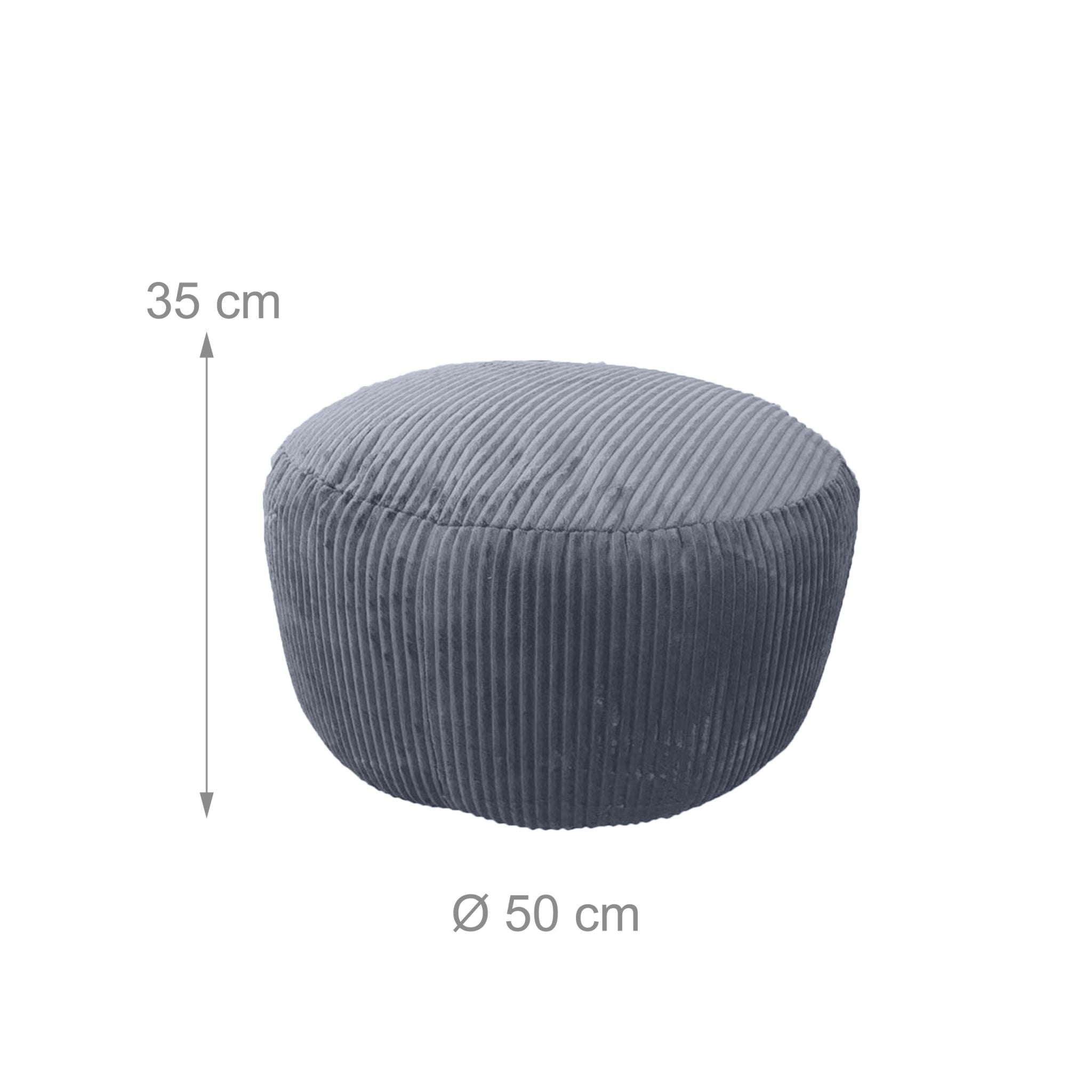 Pouf mit Cordbezug Anthrazit von Relaxdays
