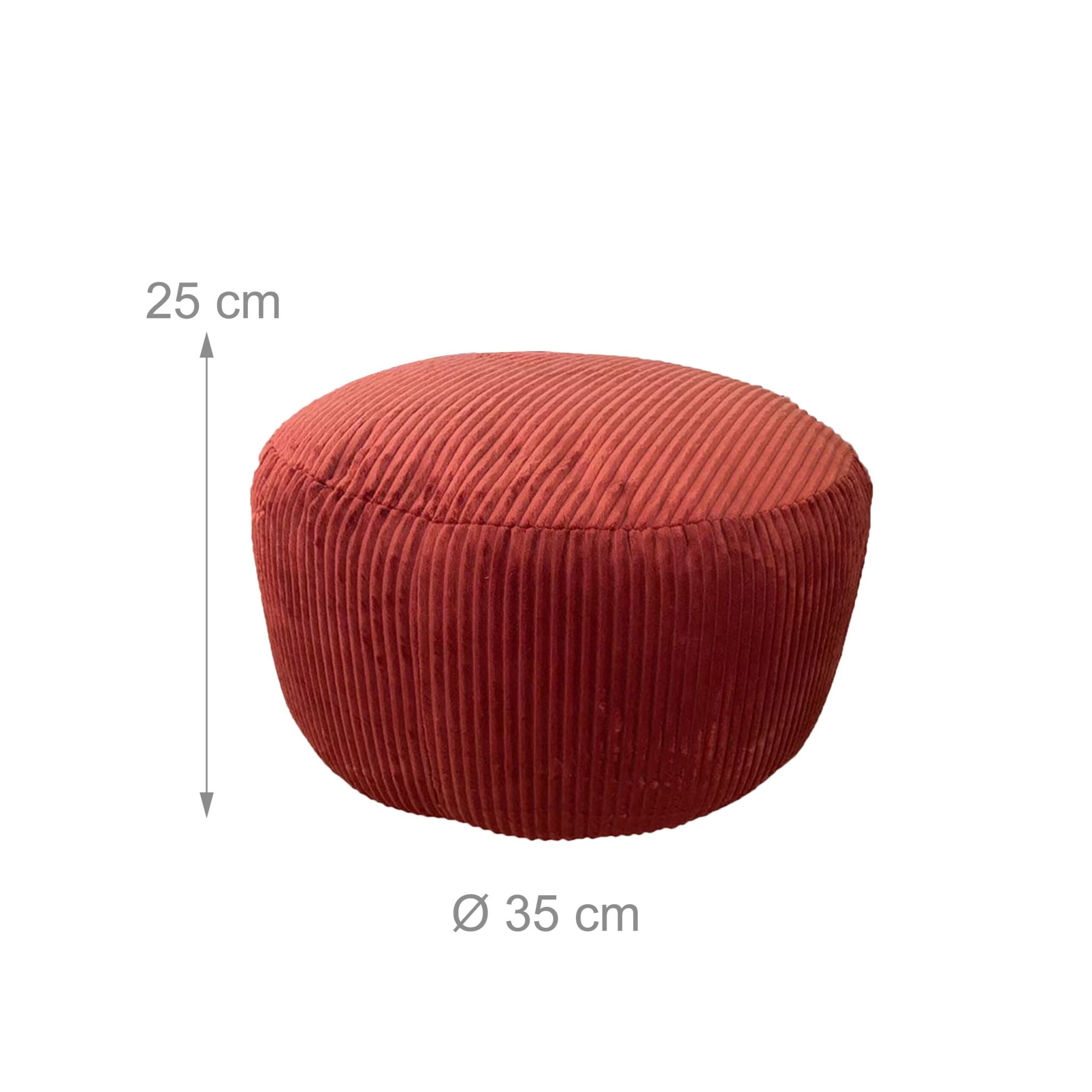 Pouf mit Cordbezug Dunkelrot von Relaxdays