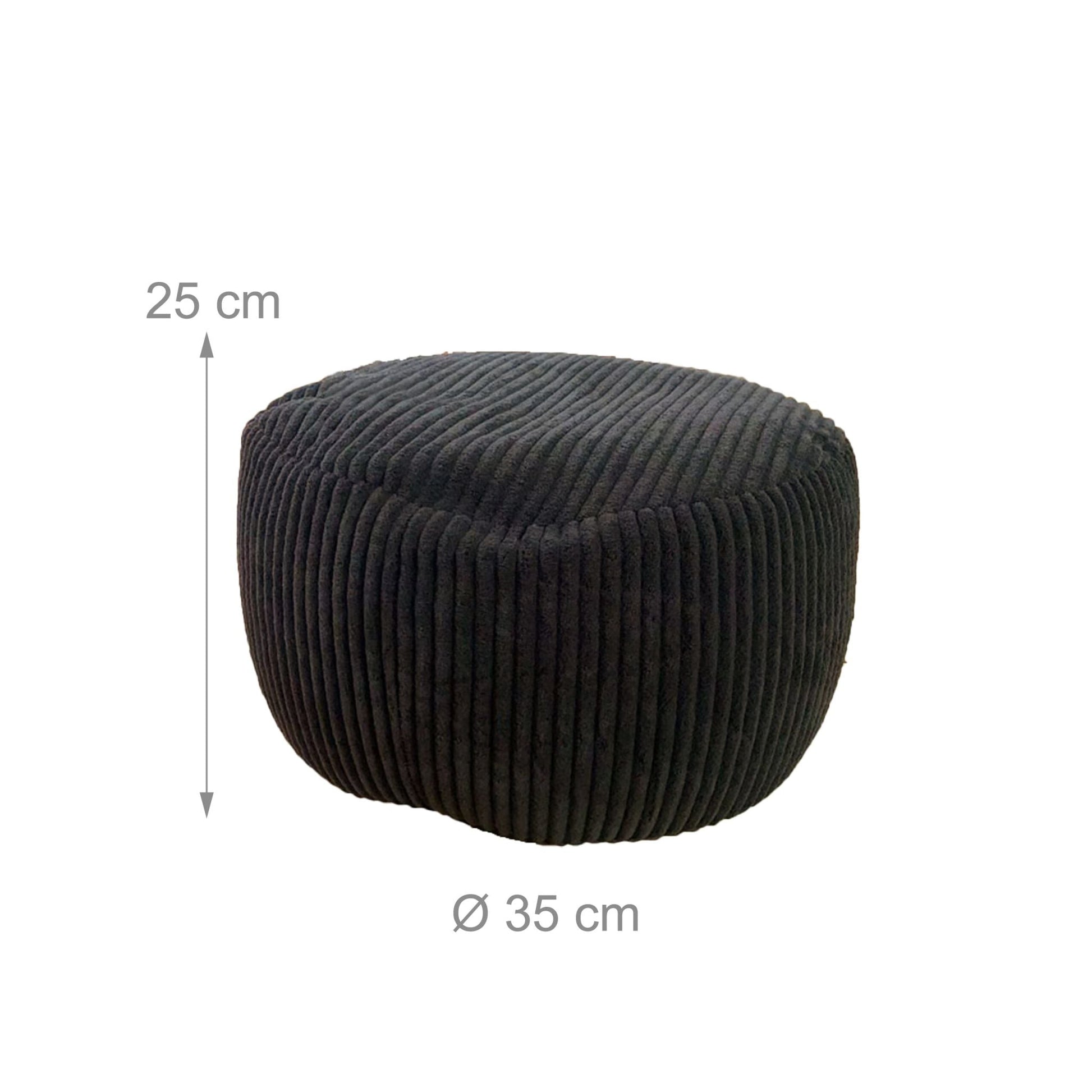 Pouf mit Cordbezug Schwarz von Relaxdays
