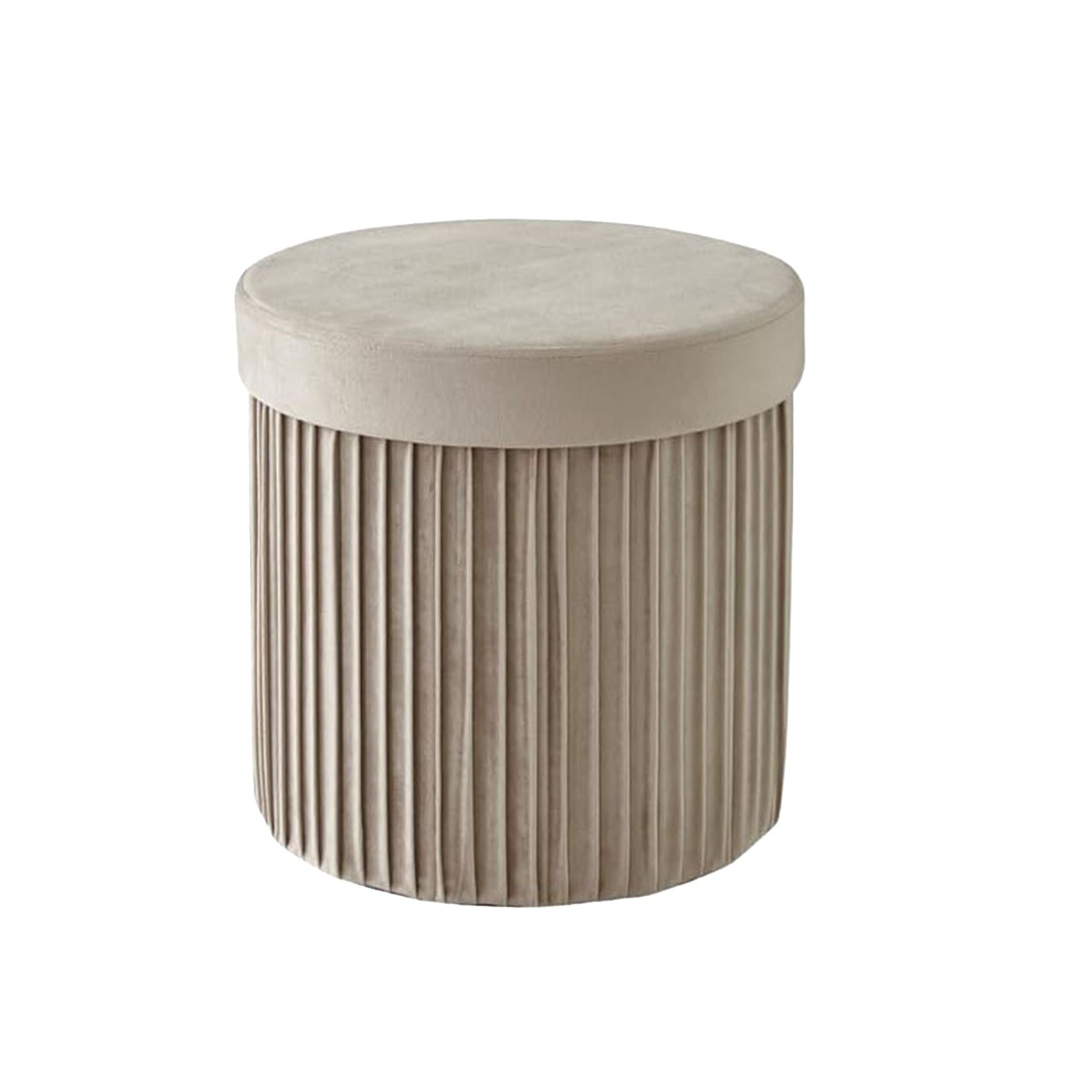 Hocker Samt mit Stauraum Beige von Relaxdays