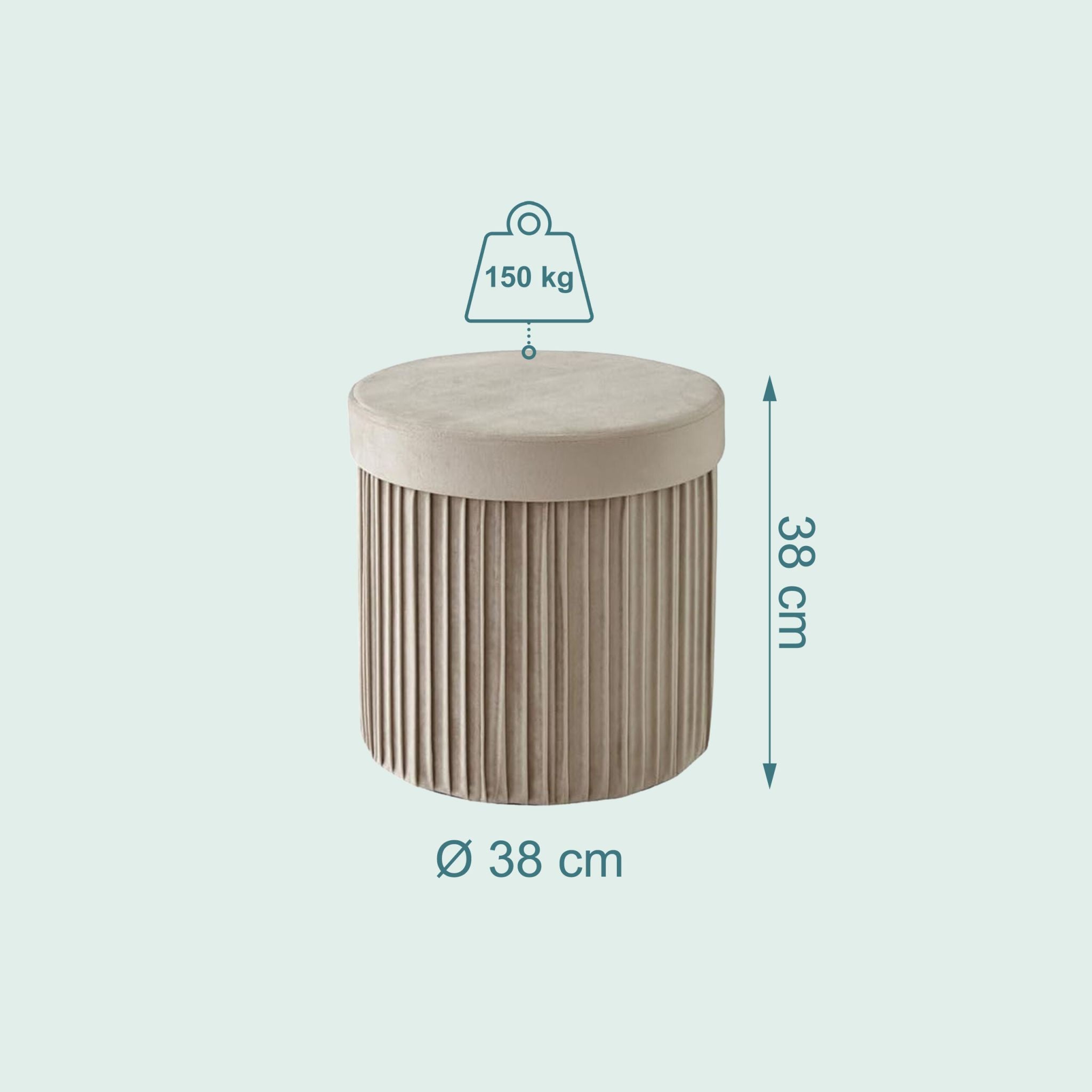 Hocker Samt mit Stauraum Beige von Relaxdays