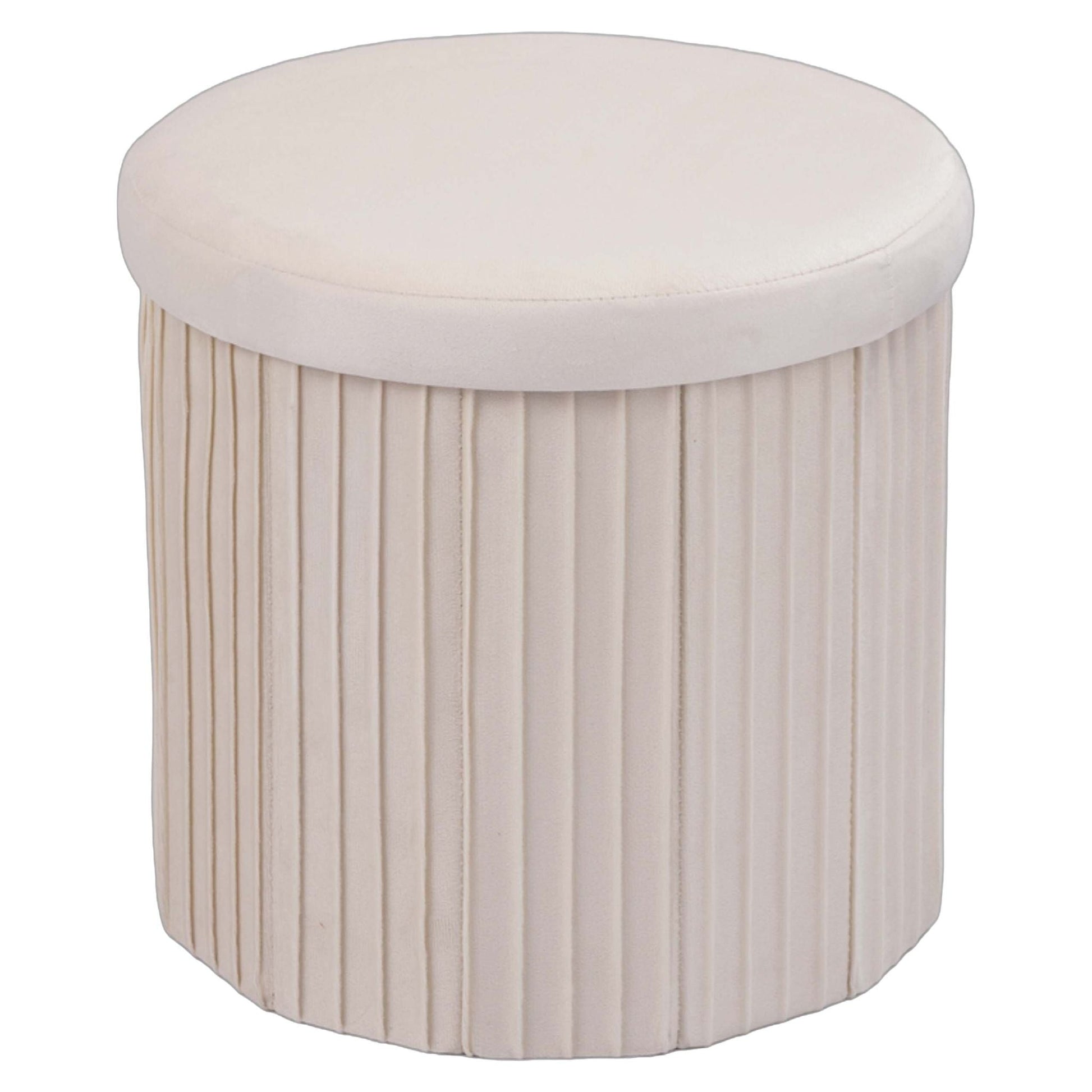 Hocker Samt mit Stauraum Creme von Relaxdays