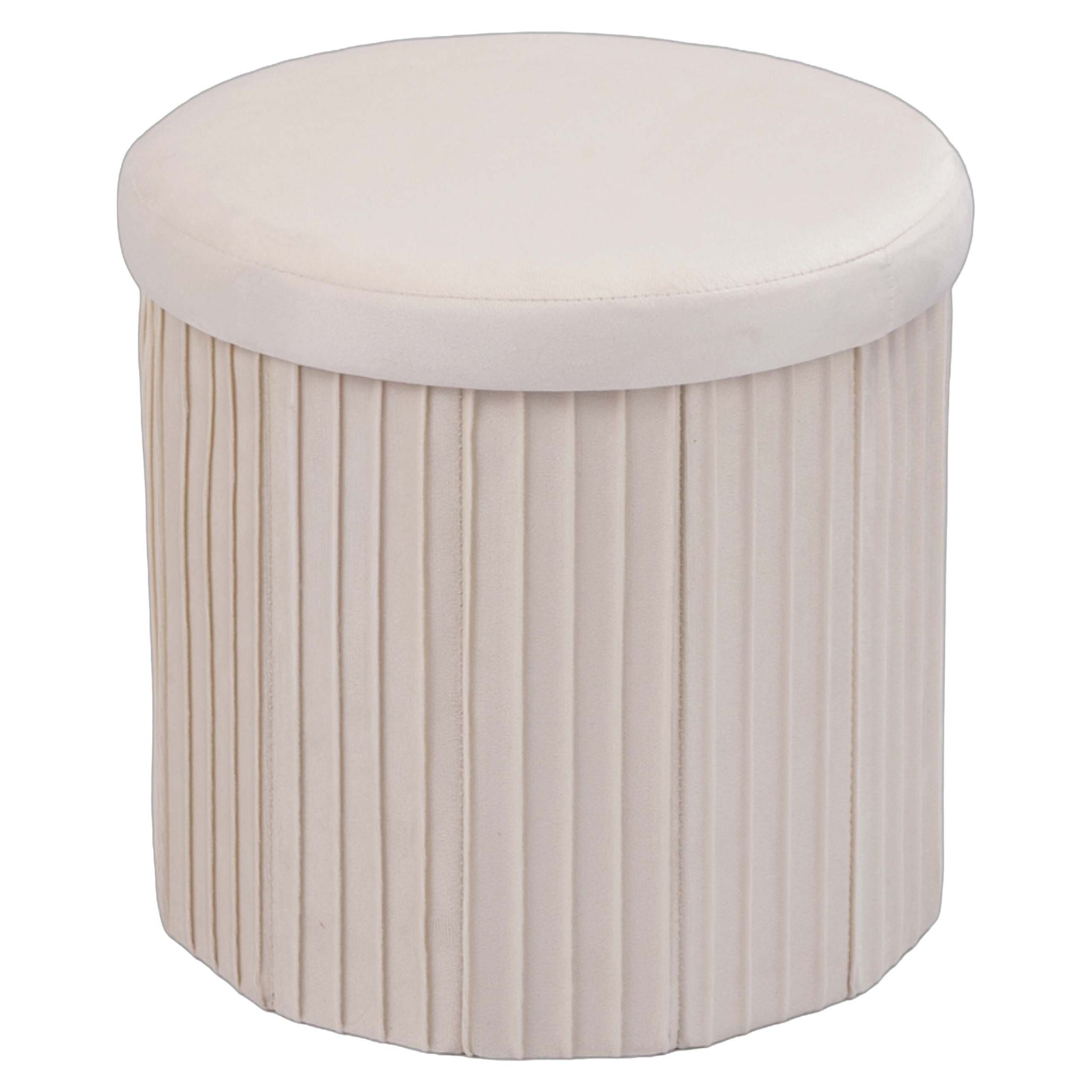 Hocker Samt mit Stauraum Creme von Relaxdays