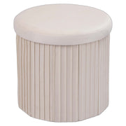 Hocker Samt mit Stauraum Creme von Relaxdays