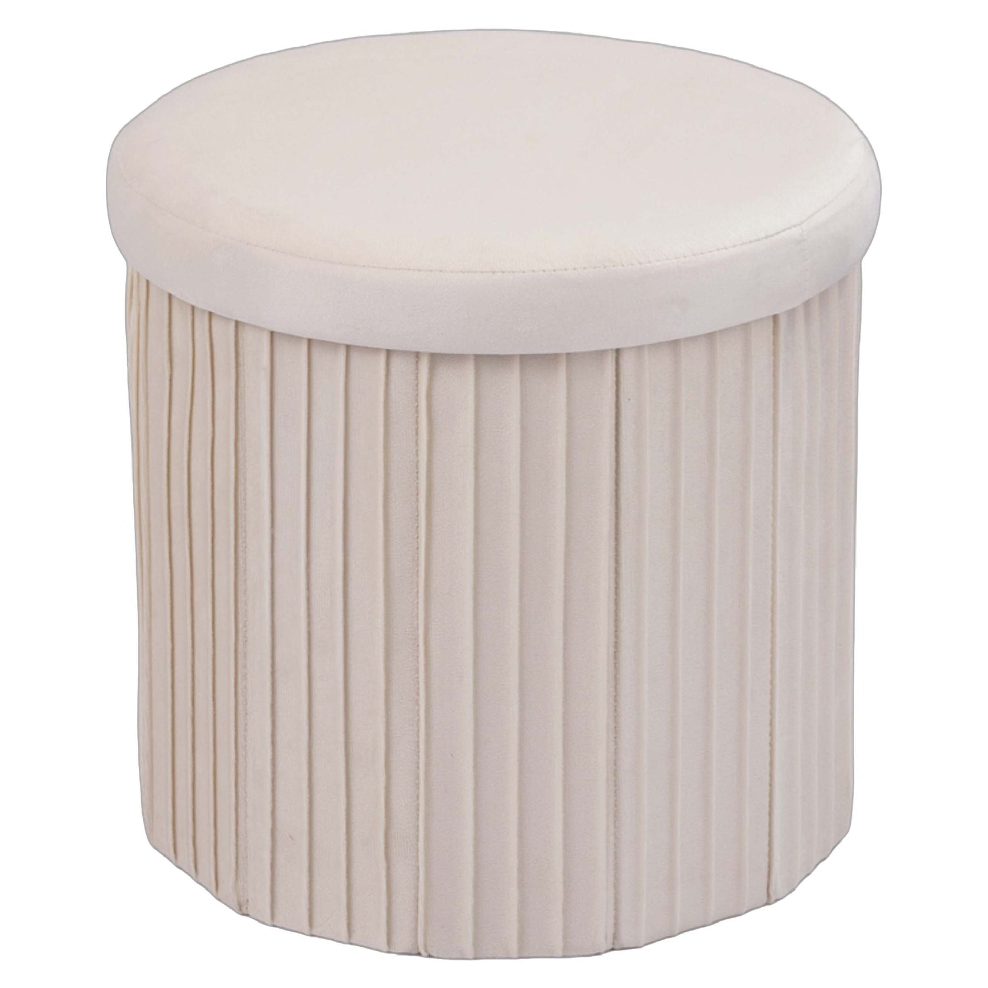 Hocker Samt mit Stauraum Creme von Relaxdays
