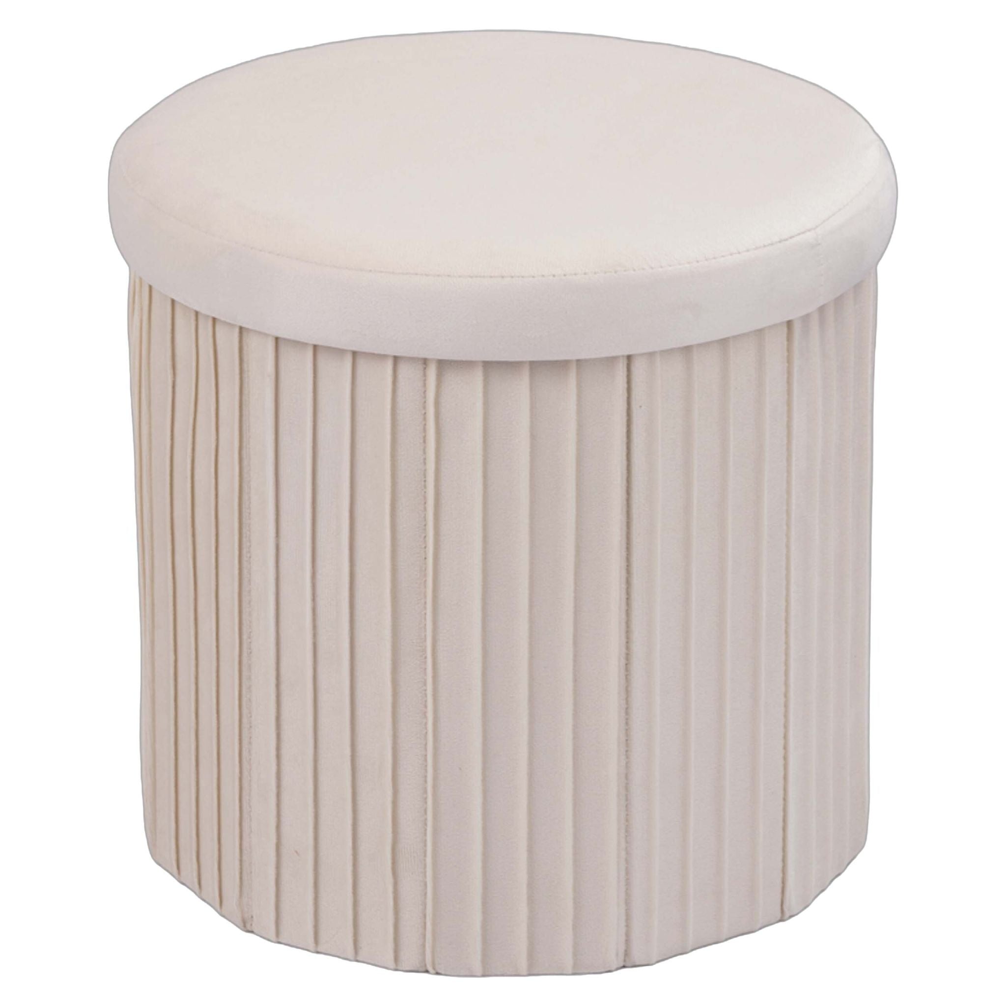 Hocker Samt mit Stauraum Creme von Relaxdays