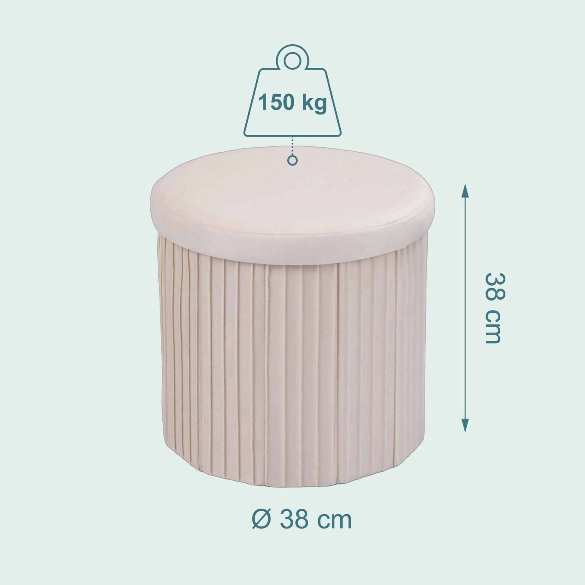 Hocker Samt mit Stauraum Creme von Relaxdays