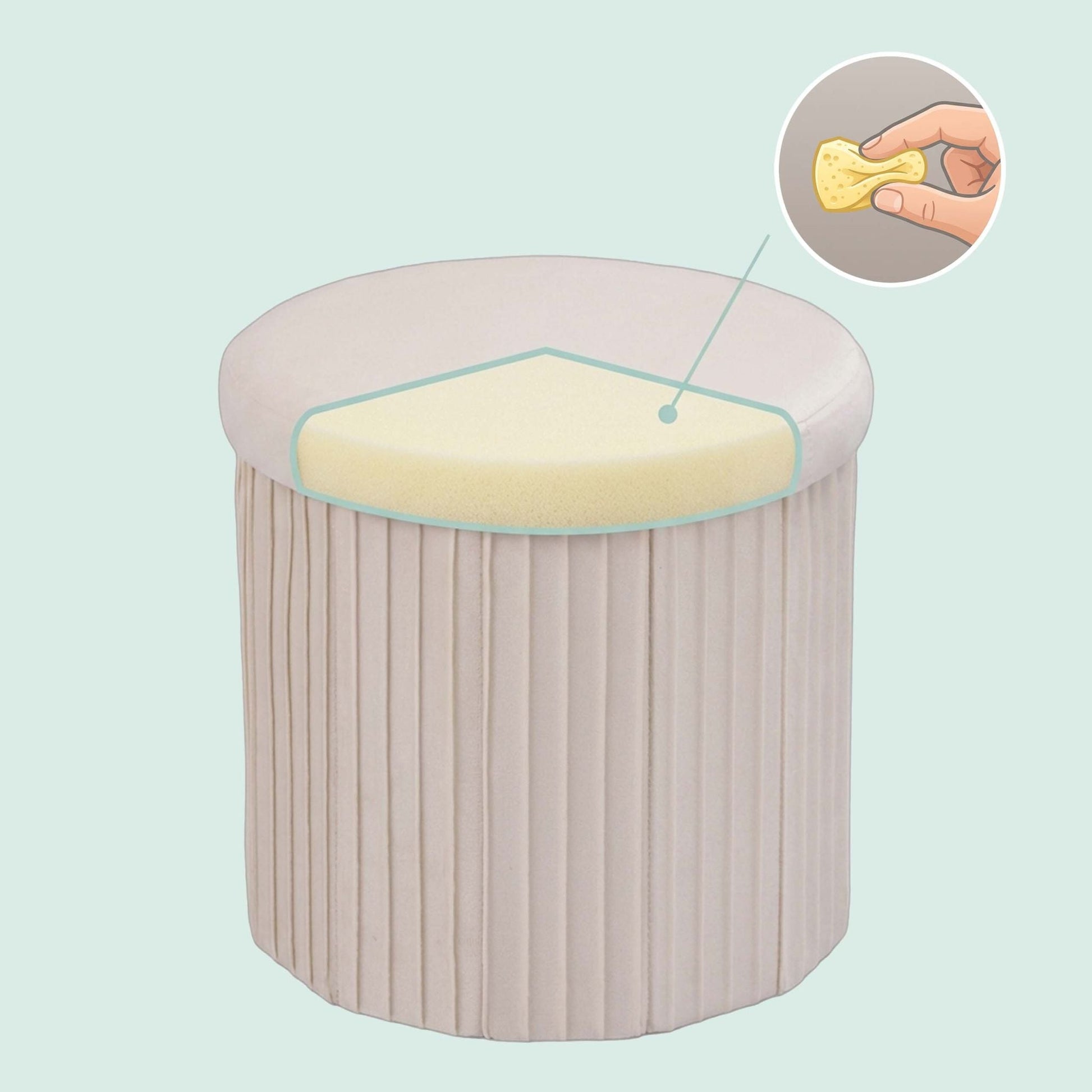 Hocker Samt mit Stauraum Creme von Relaxdays