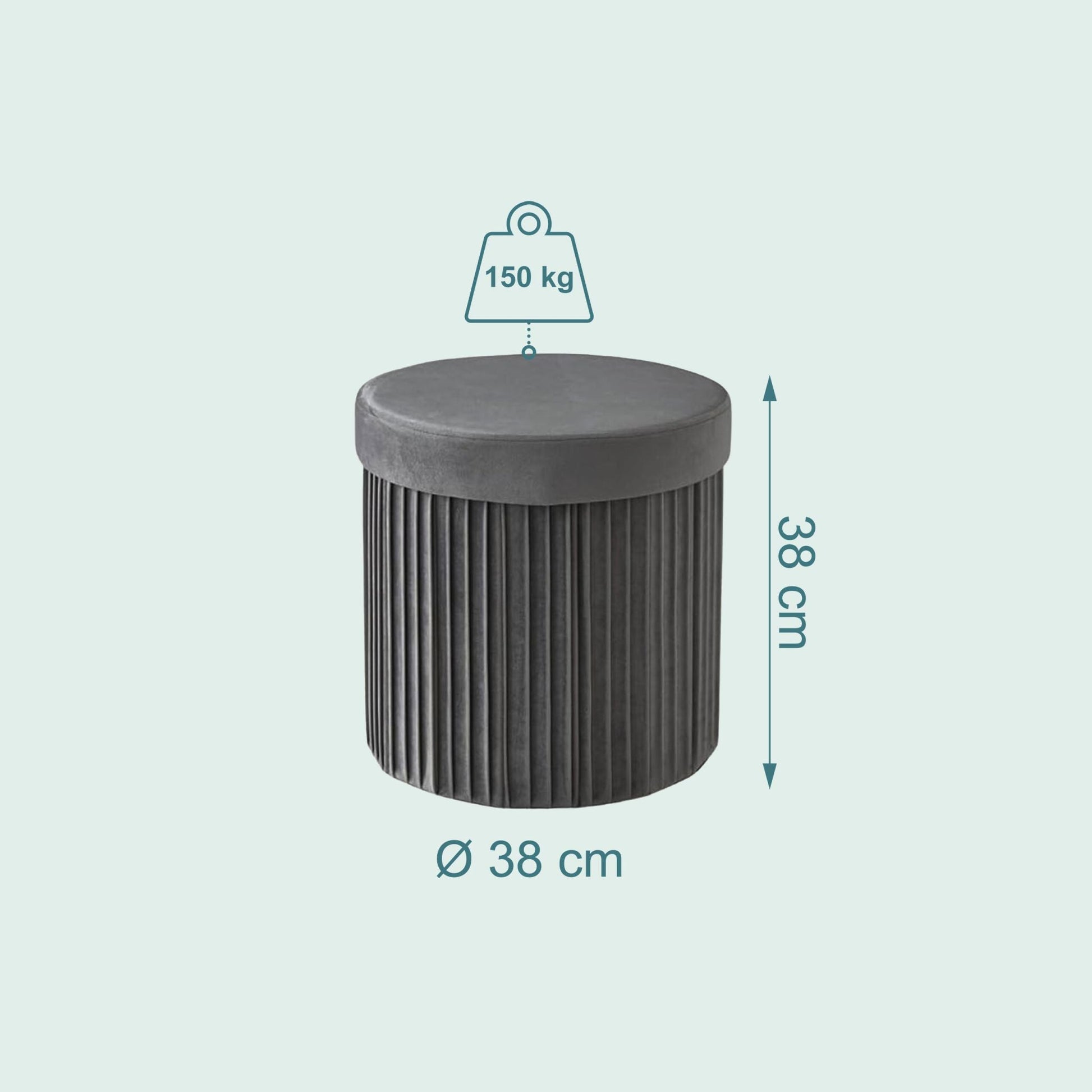 Hocker Samt mit Stauraum Anthrazit von Relaxdays