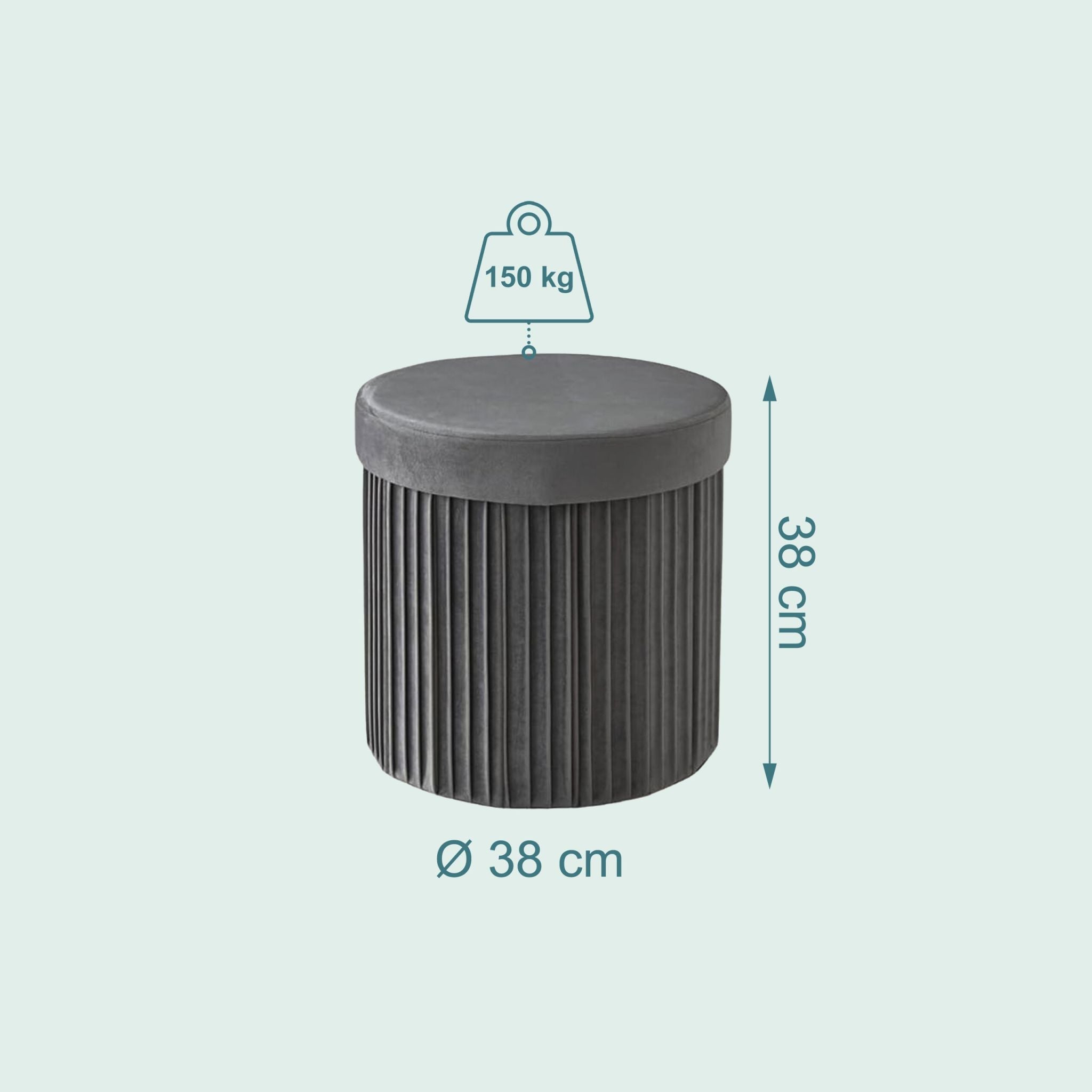 Hocker Samt mit Stauraum Anthrazit von Relaxdays