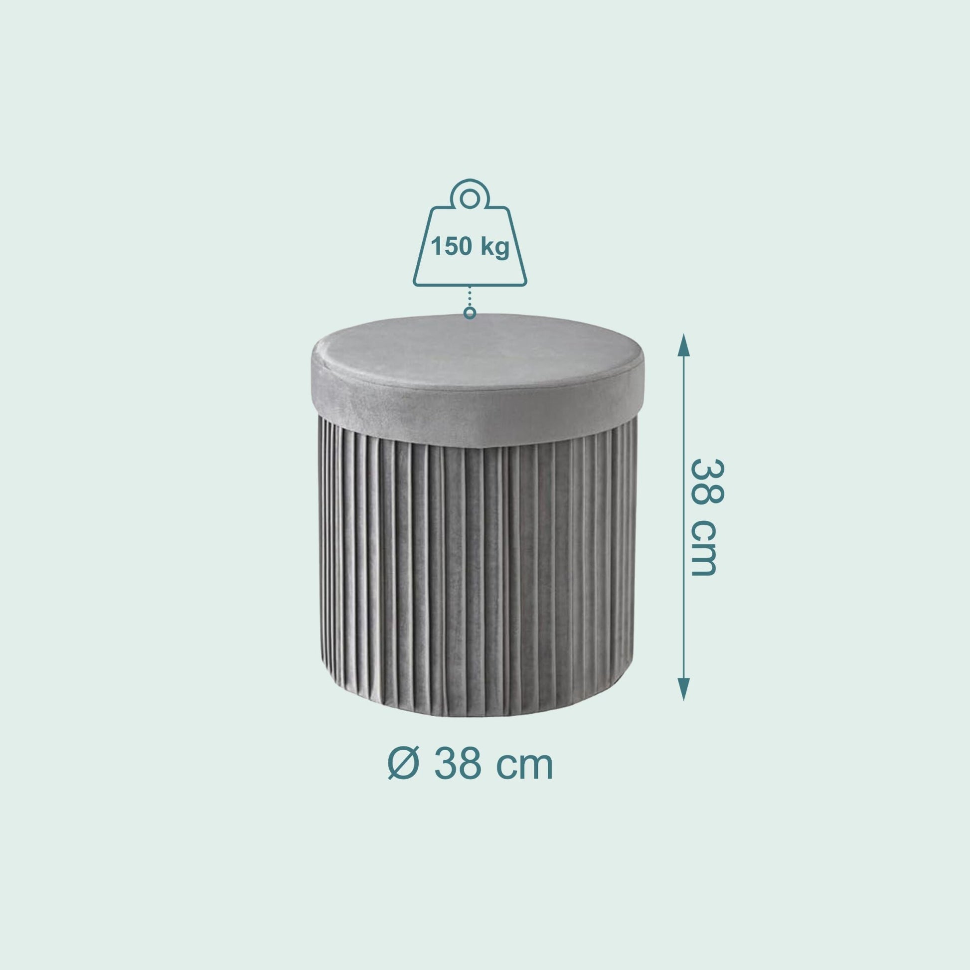 Hocker Samt mit Stauraum Grau von Relaxdays