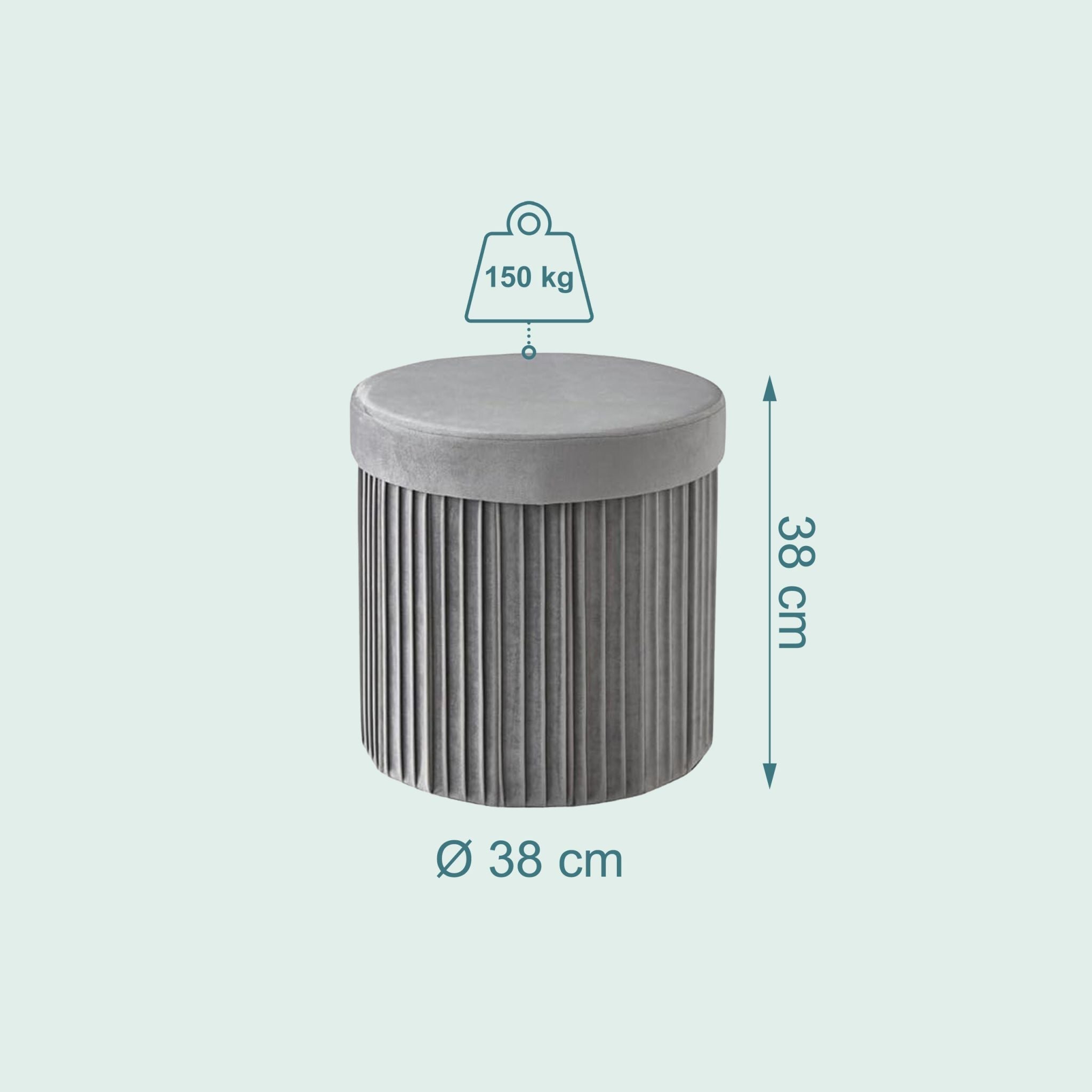 Hocker Samt mit Stauraum Grau von Relaxdays