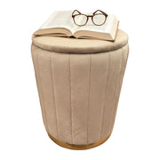 Hocker Samt mit Stauraum Gold-Hellbraun von Relaxdays
