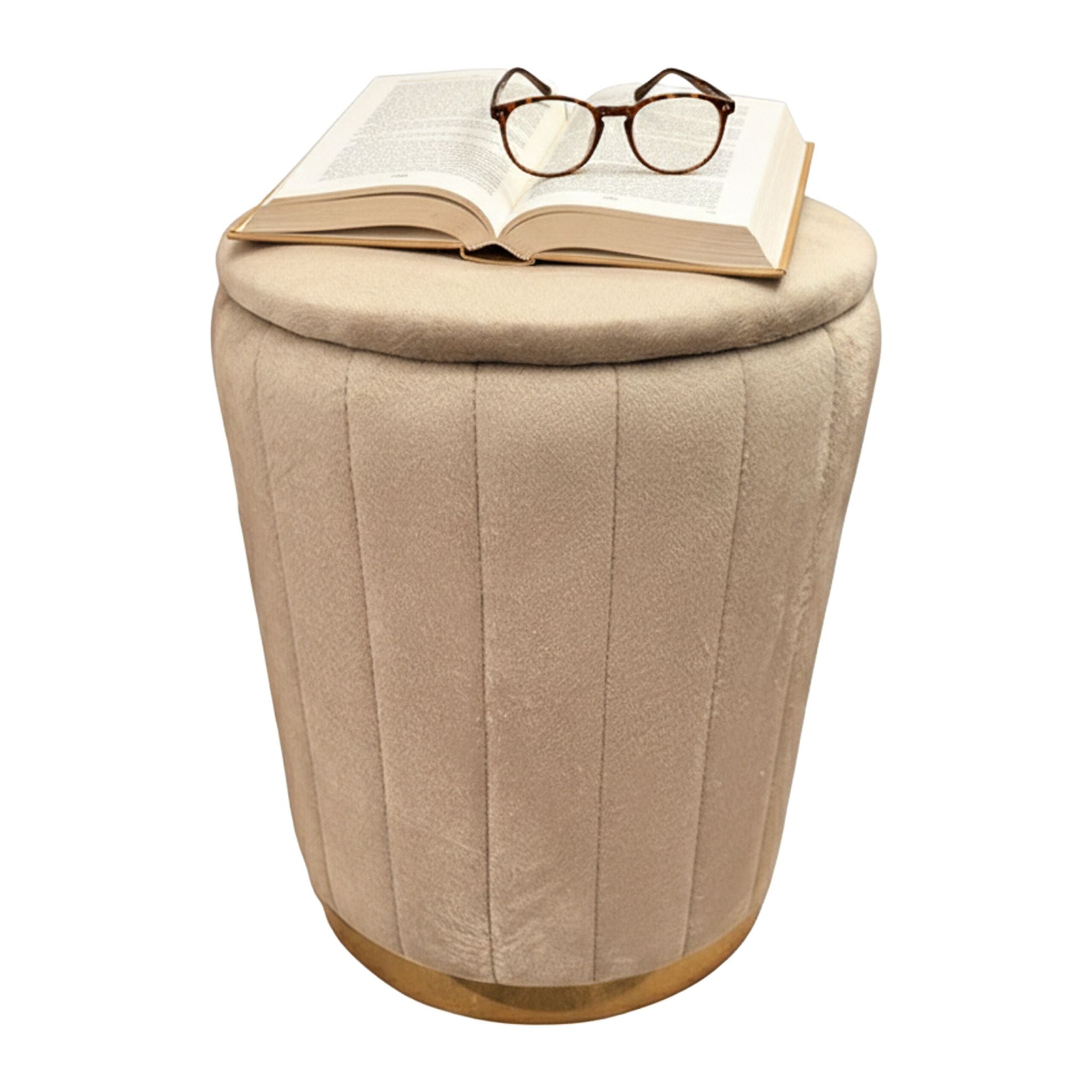 Hocker Samt mit Stauraum Gold-Hellbraun von Relaxdays