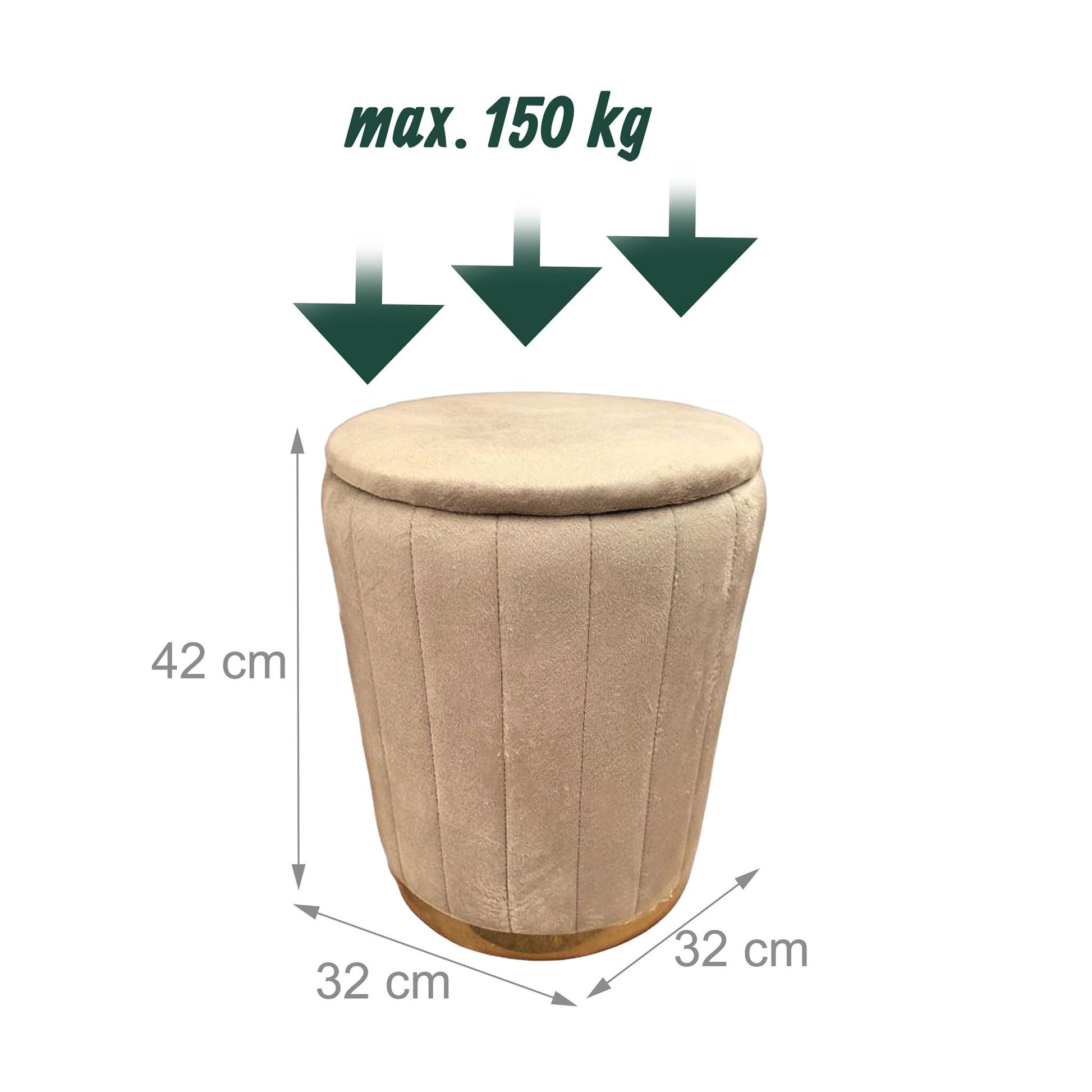 Hocker Samt mit Stauraum Gold-Hellbraun von Relaxdays