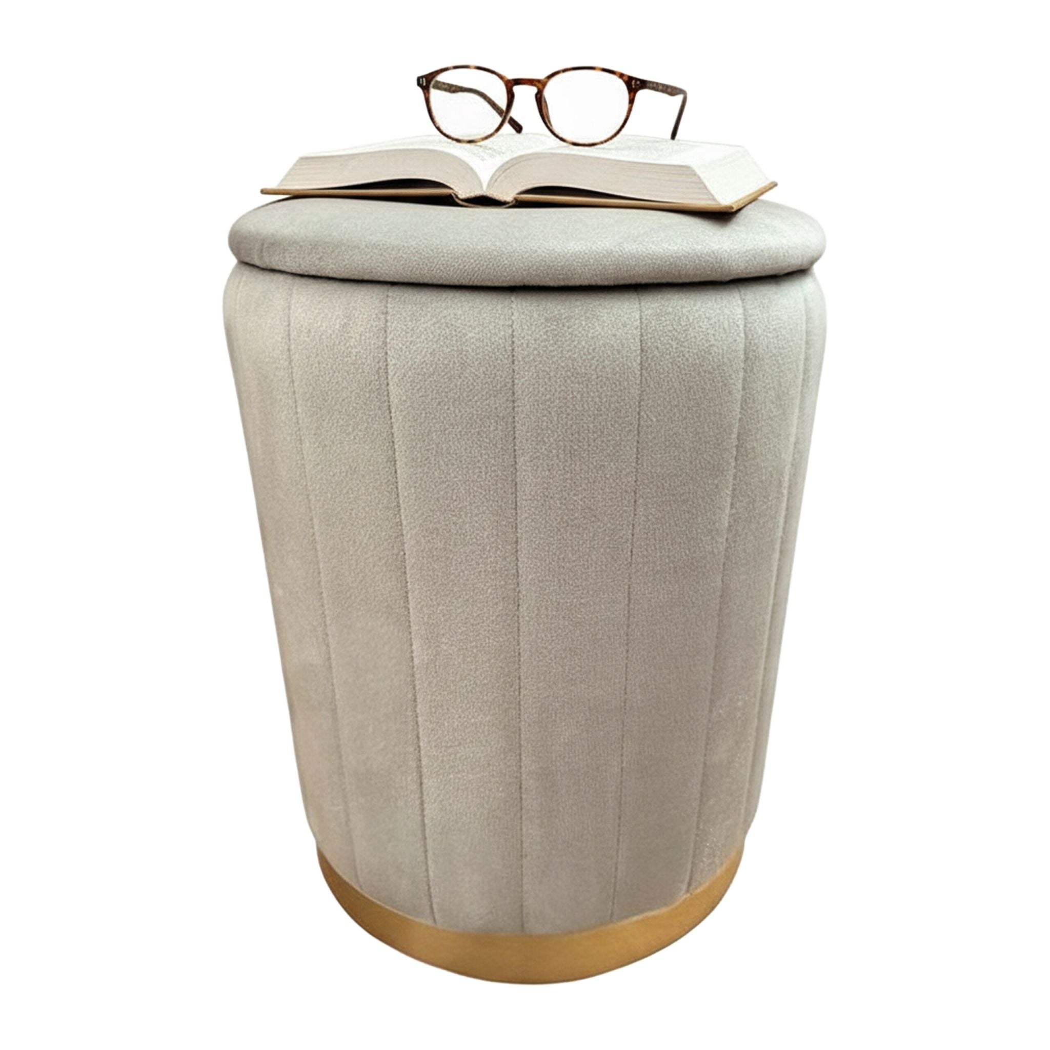 Hocker Samt mit Stauraum Gold-Grau von Relaxdays