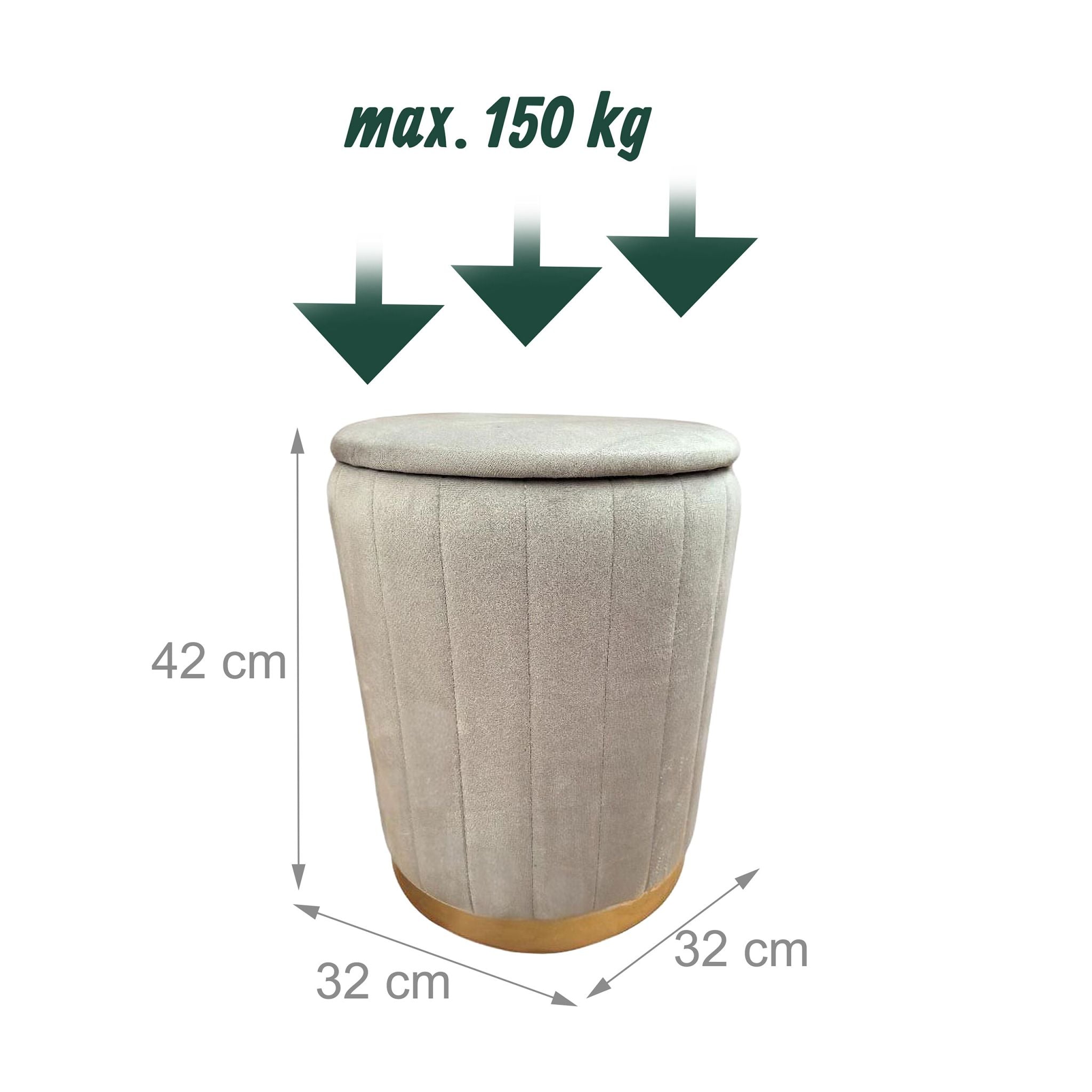 Hocker Samt mit Stauraum Gold-Grau von Relaxdays