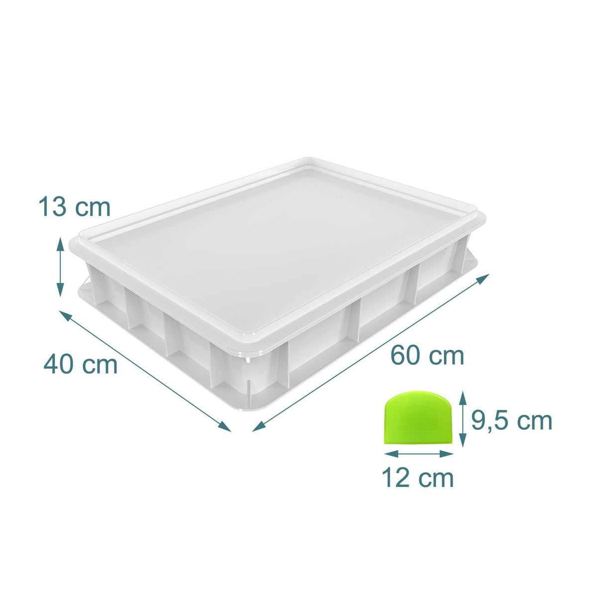 Pizzaballenbox mit Deckel Weiss-Grün von Relaxdays