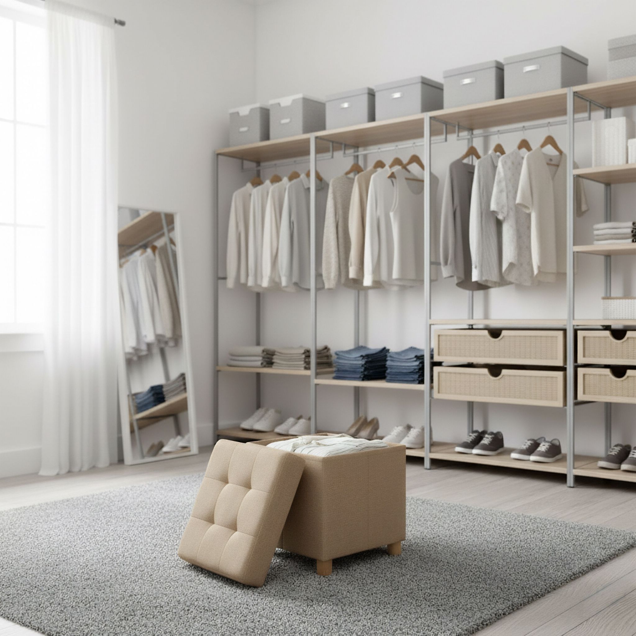 Hocker mit Stauraum Beige von Relaxdays