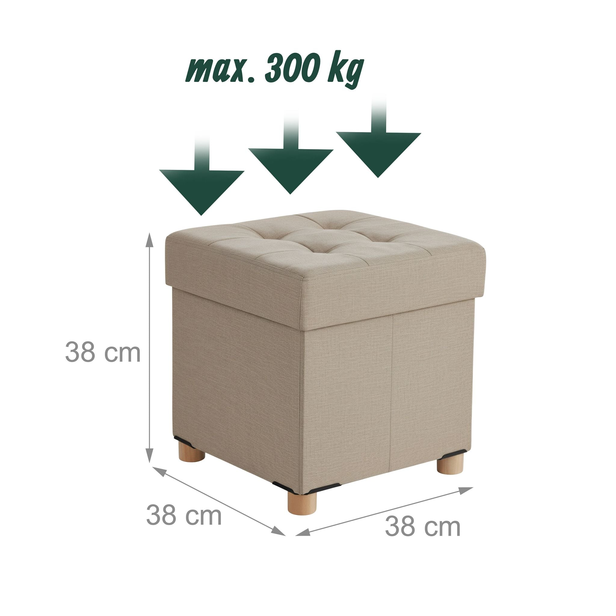 Hocker mit Stauraum Beige von Relaxdays