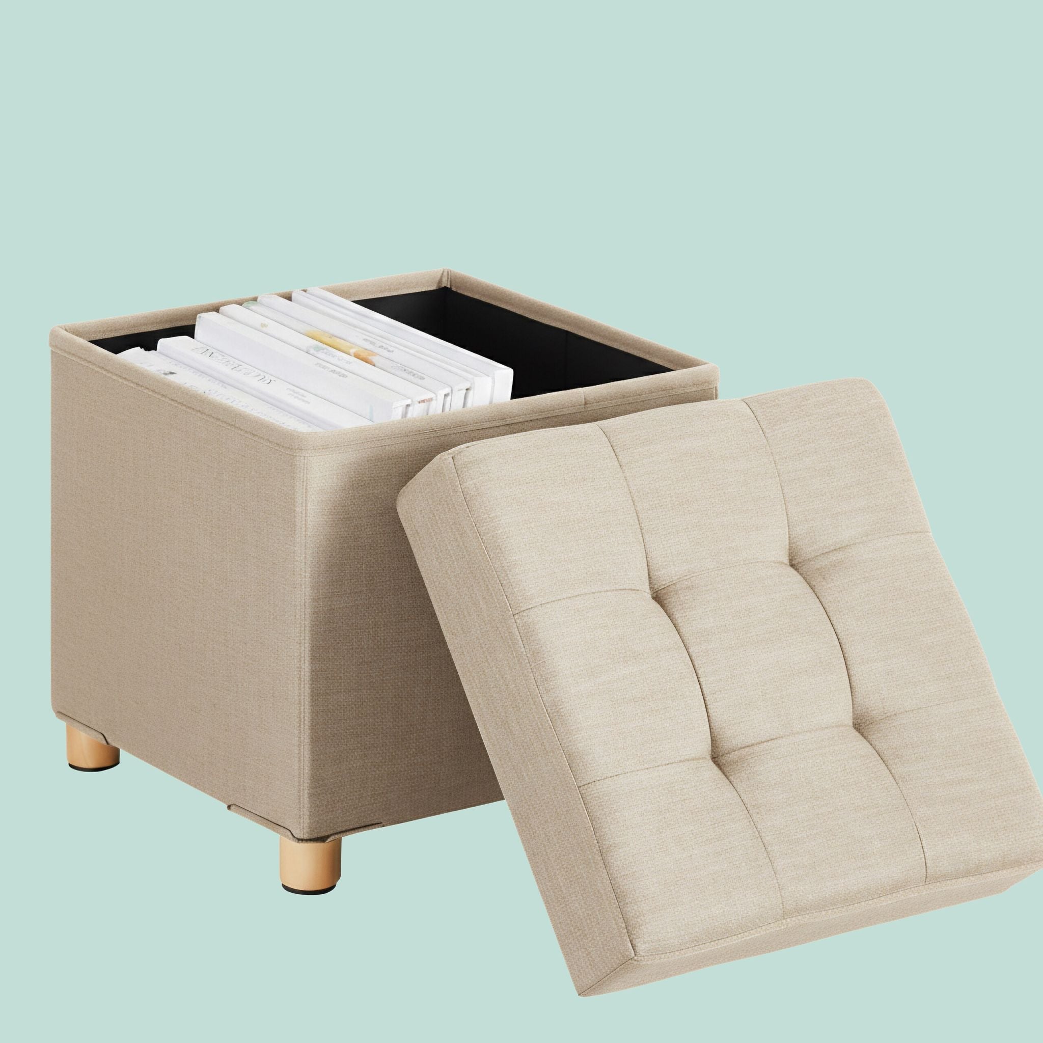 Hocker mit Stauraum Beige von Relaxdays