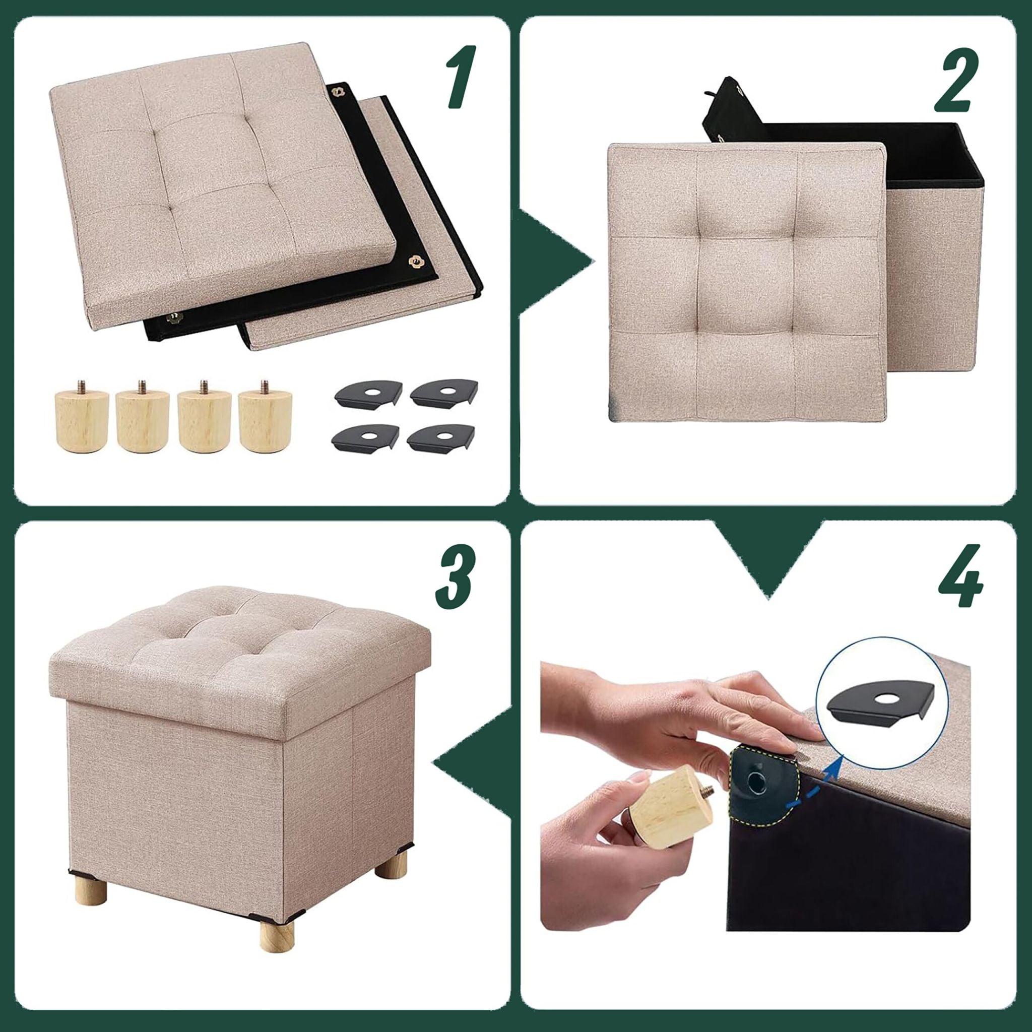 Hocker mit Stauraum Beige von Relaxdays