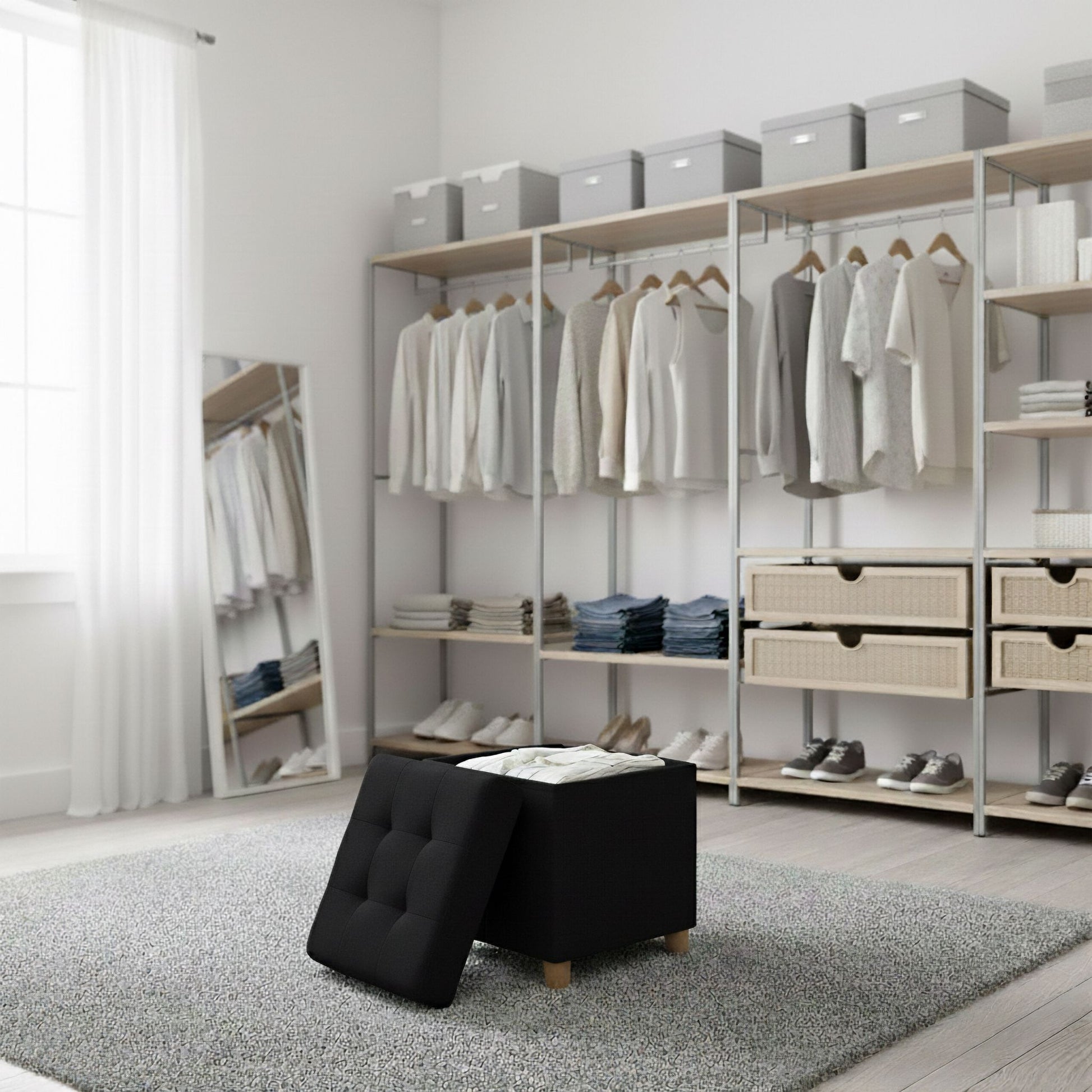 Hocker mit Stauraum Schwarz von Relaxdays