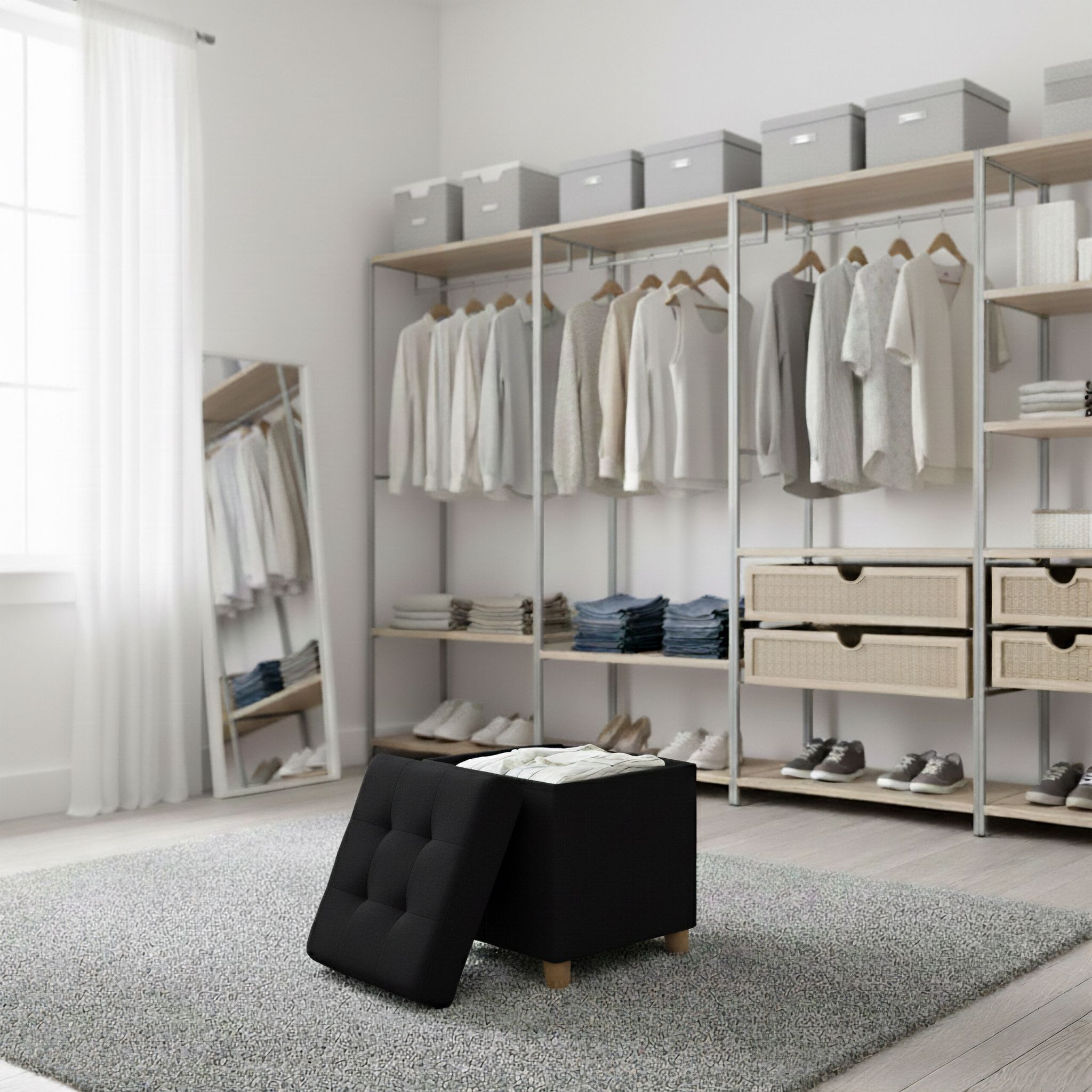 Hocker mit Stauraum Schwarz von Relaxdays