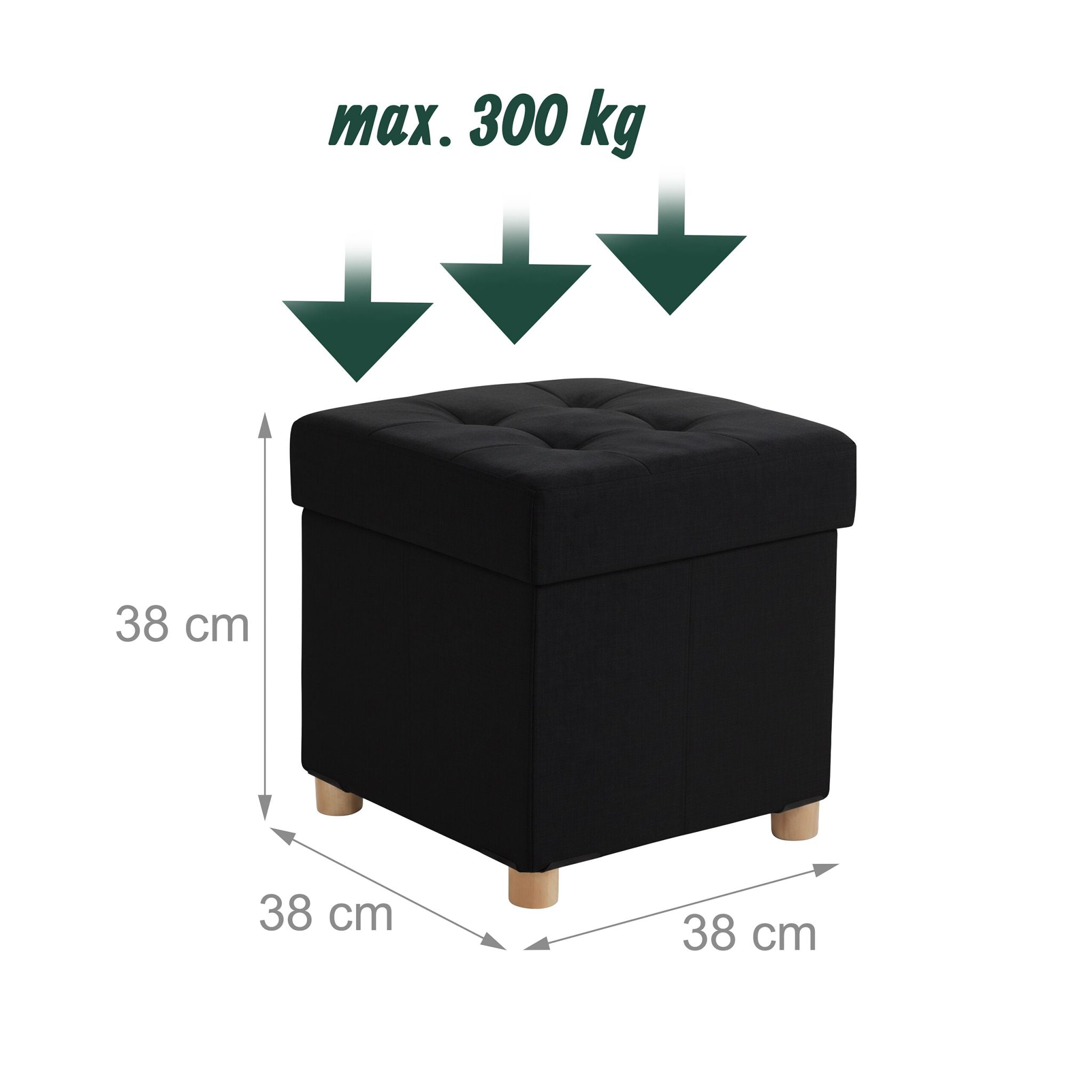 Hocker mit Stauraum Schwarz von Relaxdays